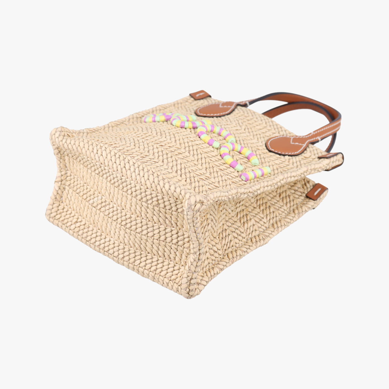 Super Mini Straw-Effect Brown×beige straw×Leather 780083 スーパーミニ ストロー エフェクト ブラウン×ベージュ ストロー×レザー 780083 