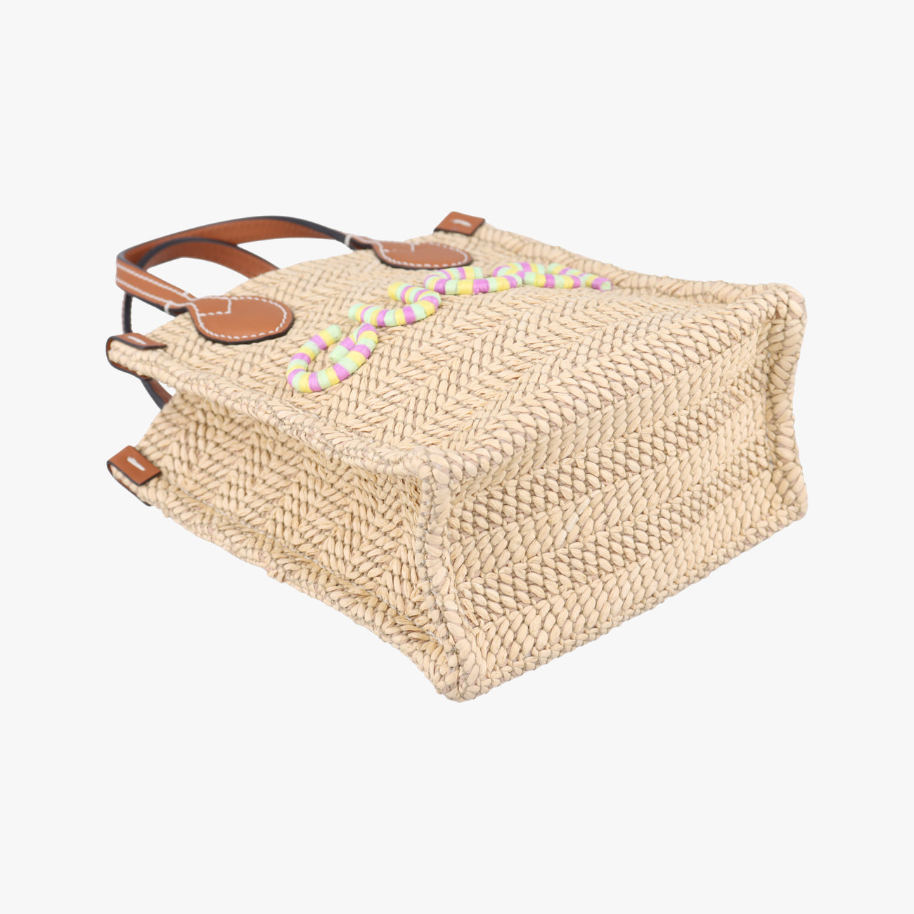 Super Mini Straw-Effect Brown×beige straw×Leather 780083 スーパーミニ ストロー エフェクト ブラウン×ベージュ ストロー×レザー 780083 