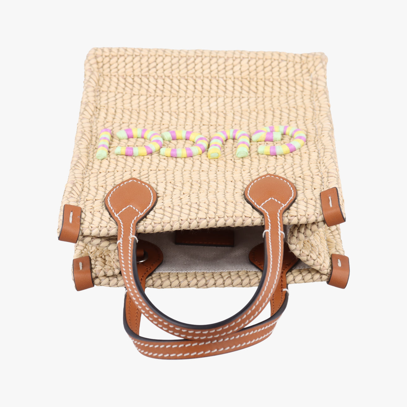 Super Mini Straw-Effect Brown×beige straw×Leather 780083 スーパーミニ ストロー エフェクト ブラウン×ベージュ ストロー×レザー 780083 