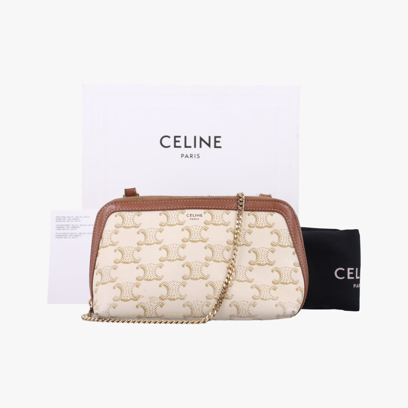 Triomphe Chain Clutch White PVC coated canvas  U-SD-0261トリオンフ チェーン クラッチ ホワイト PVCコーティングキャンバス  U-SD-0261