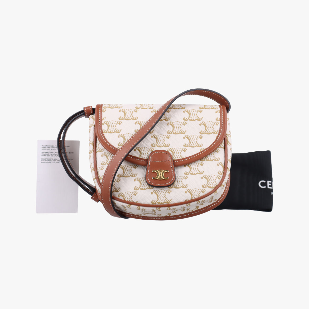 Triomphe Mini Besace White×brown PVC coated canvas  F-CU-1211ミニ ブザス トリオンフ ホワイト×ブラウン PVCコーティングキャンバス  F-CU-1211