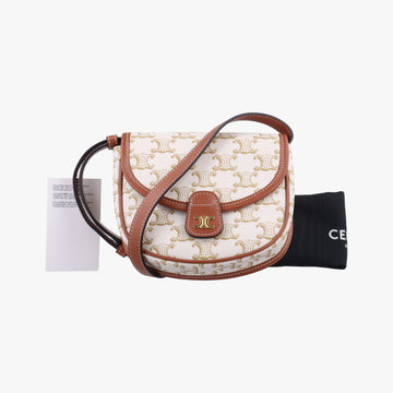 Triomphe Mini Besace White×brown PVC coated canvas  F-CU-1211ミニ ブザス トリオンフ ホワイト×ブラウン PVCコーティングキャンバス  F-CU-1211