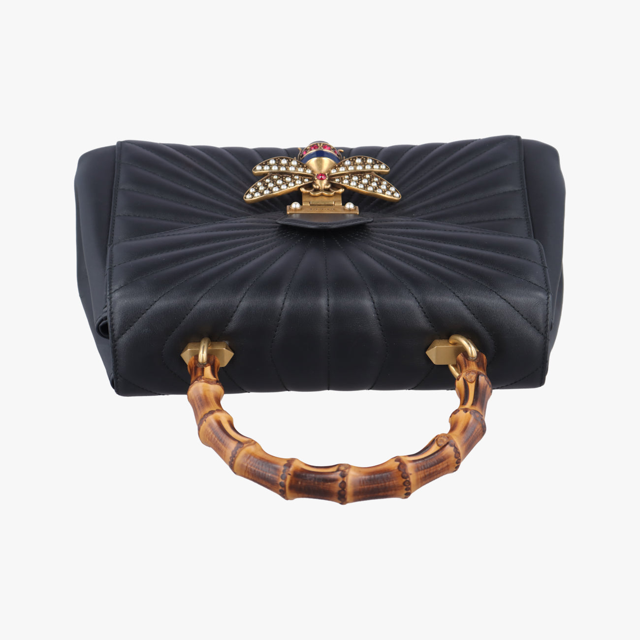 Queen Margaret Bamboo Black Leather 476531 D022265974クイーンマーガレット バンブー ブラック レザー 476531 D022265974