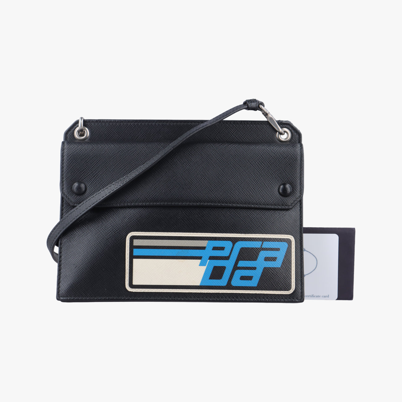 retro logo flat Black Leather 1DH007 234レトロ ロゴフラット ブラック レザー 1DH007 234