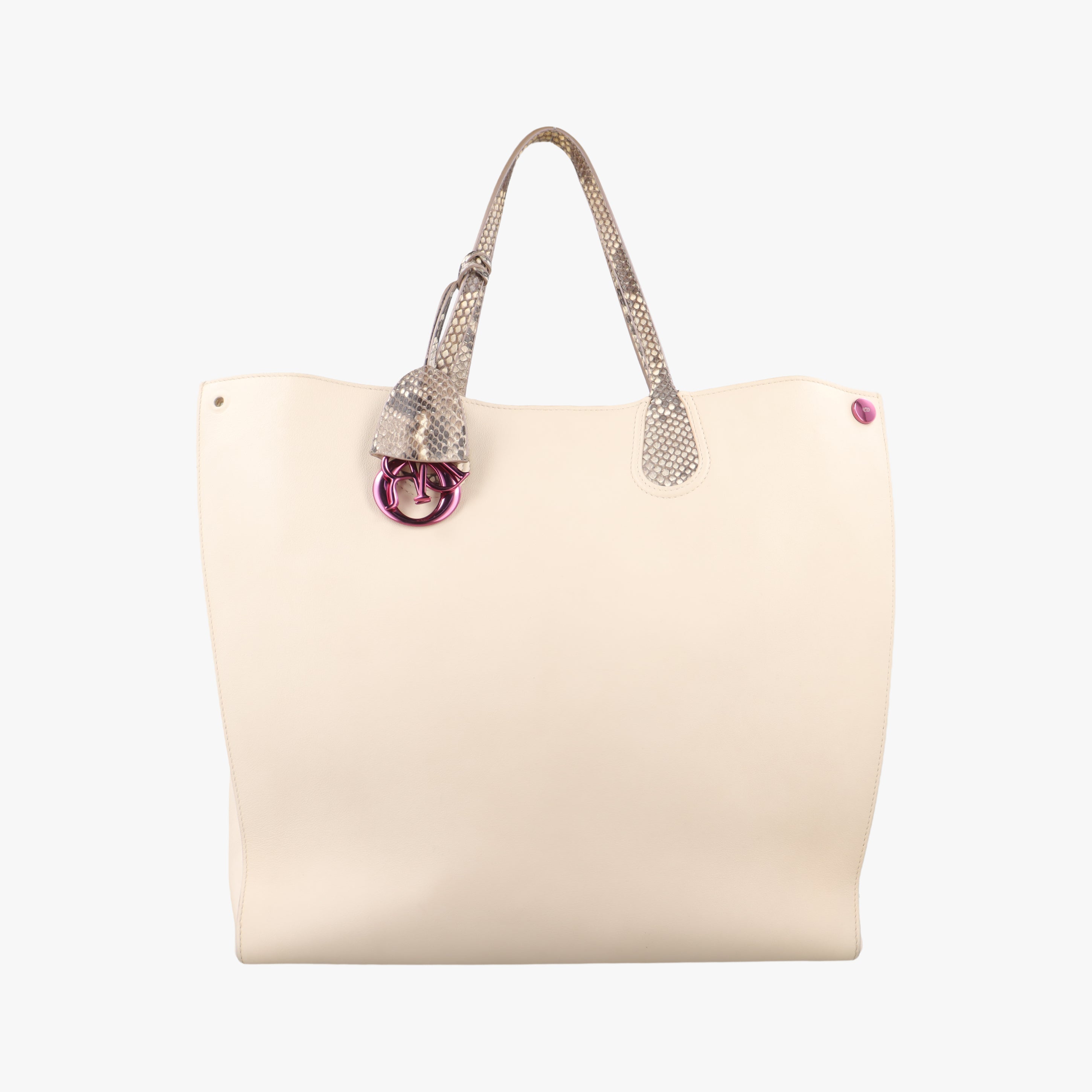 Large Dior Addict Shopping Tote White Leather 19-MA-0114ラージ ディオール アディクト ショッピング トート ホワイト レザー 19-MA-0114