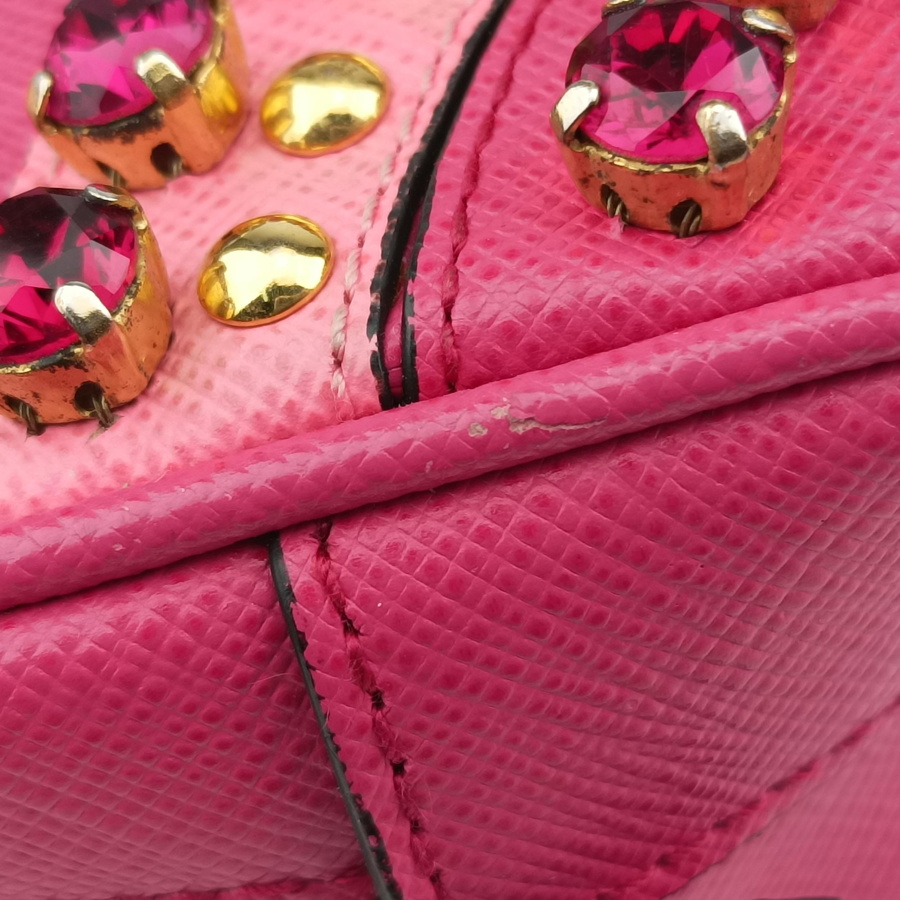 Bijou crystal studs Pink SAFFIANO Leather 1N1674 224ビジュークリスタルスタッズ ピンク サフィアーノレザー 1N1674 224