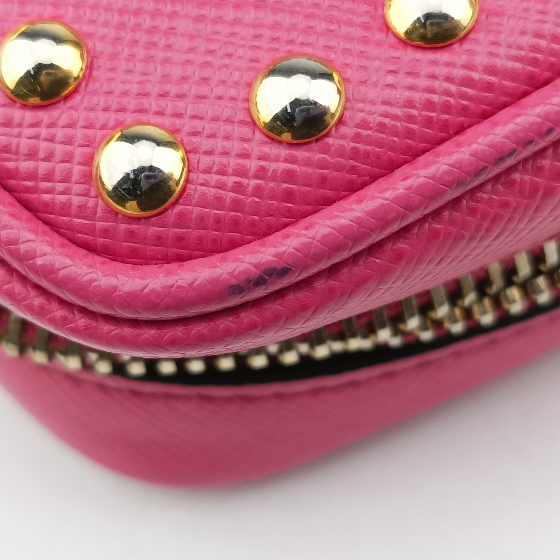 Bijou crystal studs Pink SAFFIANO Leather 1N1674 224ビジュークリスタルスタッズ ピンク サフィアーノレザー 1N1674 224