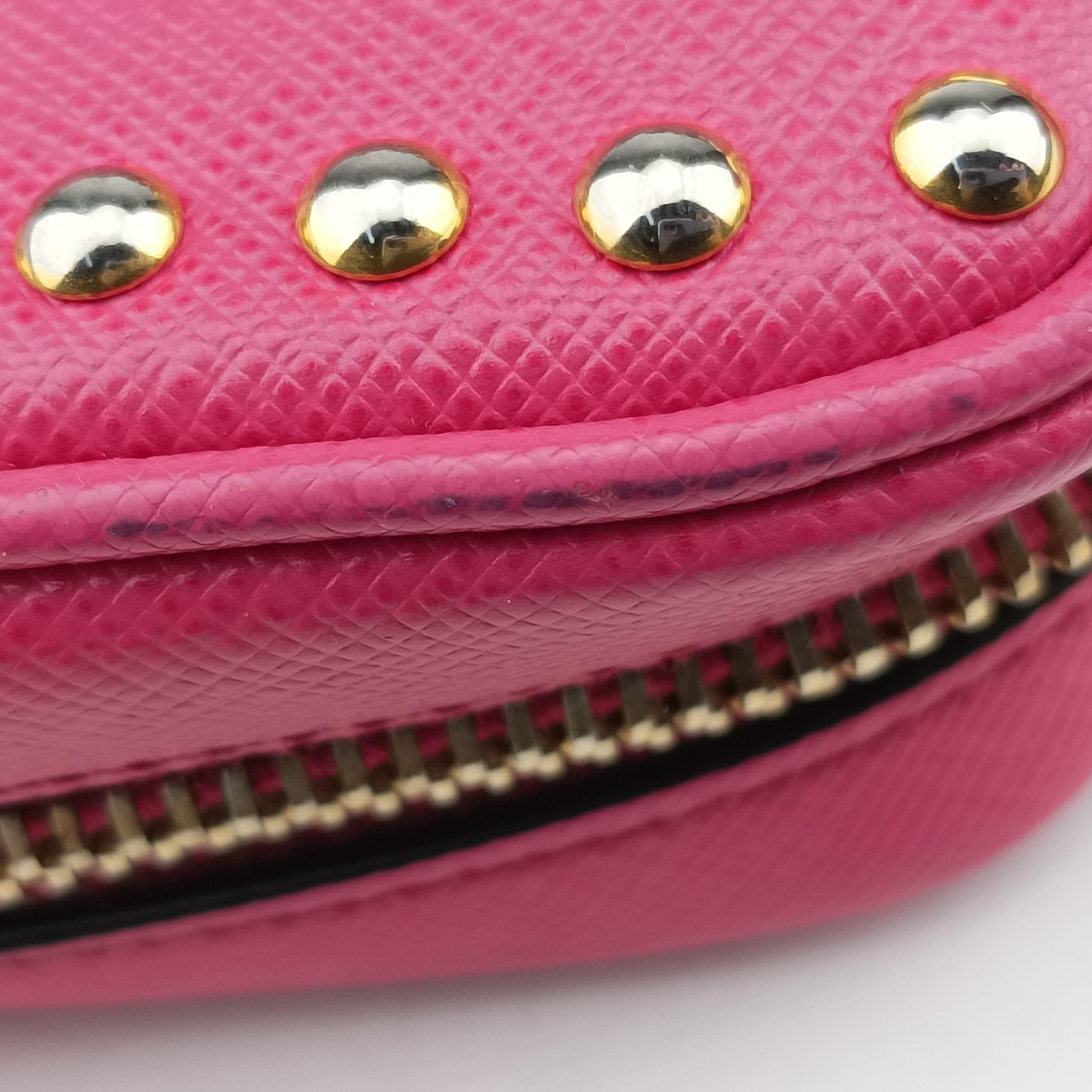 Bijou crystal studs Pink SAFFIANO Leather 1N1674 224ビジュークリスタルスタッズ ピンク サフィアーノレザー 1N1674 224