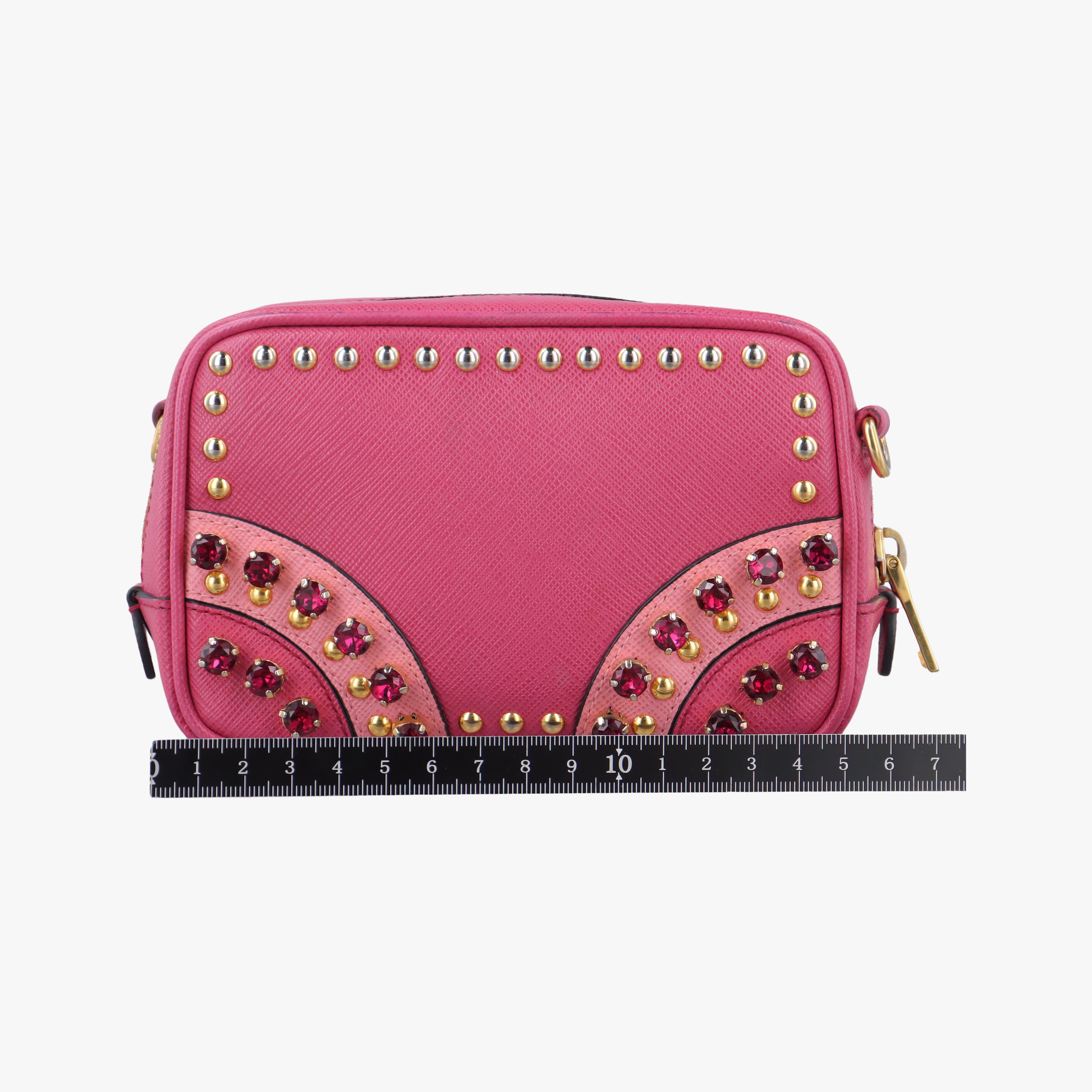 Bijou crystal studs Pink SAFFIANO Leather 1N1674 224ビジュークリスタルスタッズ ピンク サフィアーノレザー 1N1674 224