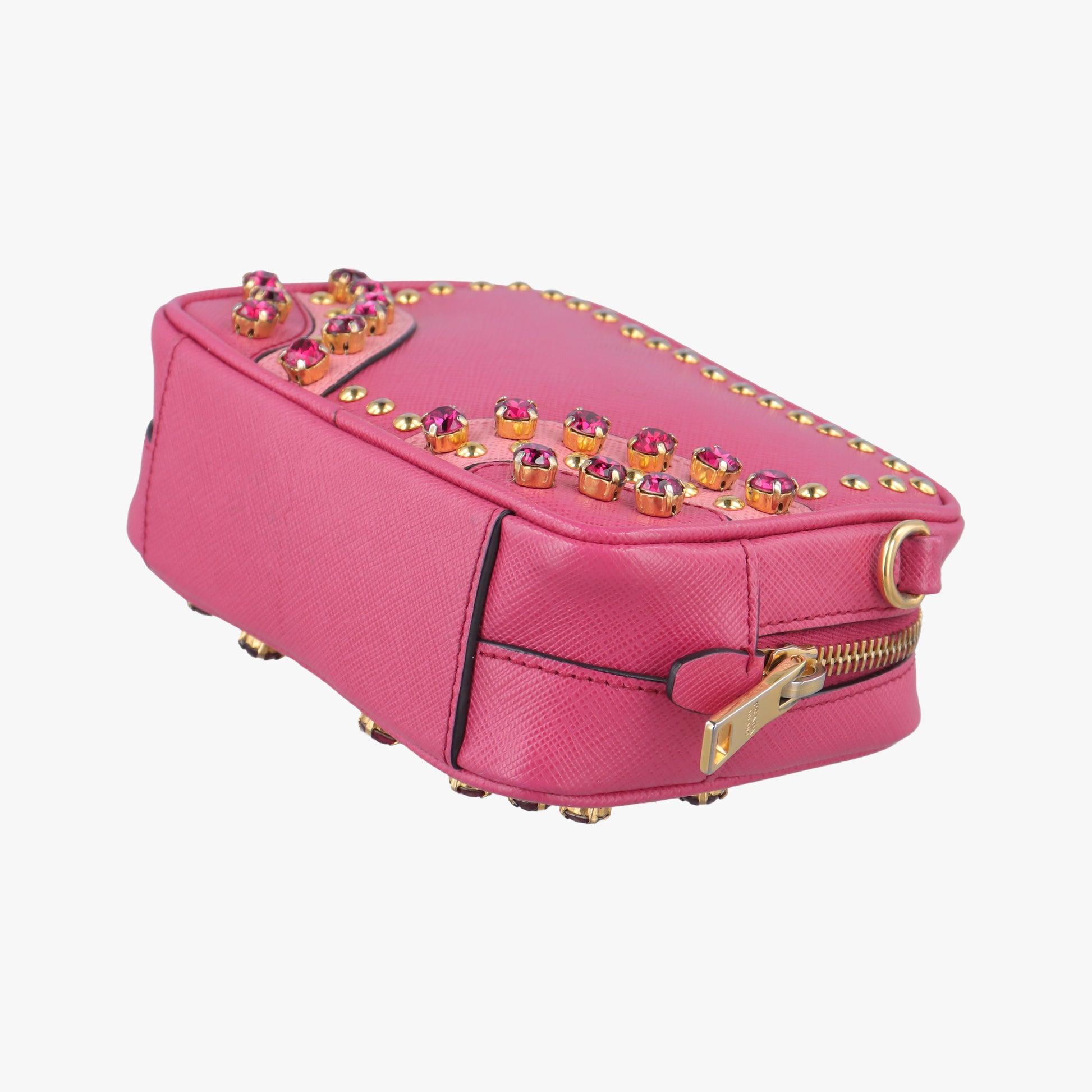 Bijou crystal studs Pink SAFFIANO Leather 1N1674 224ビジュークリスタルスタッズ ピンク サフィアーノレザー 1N1674 224