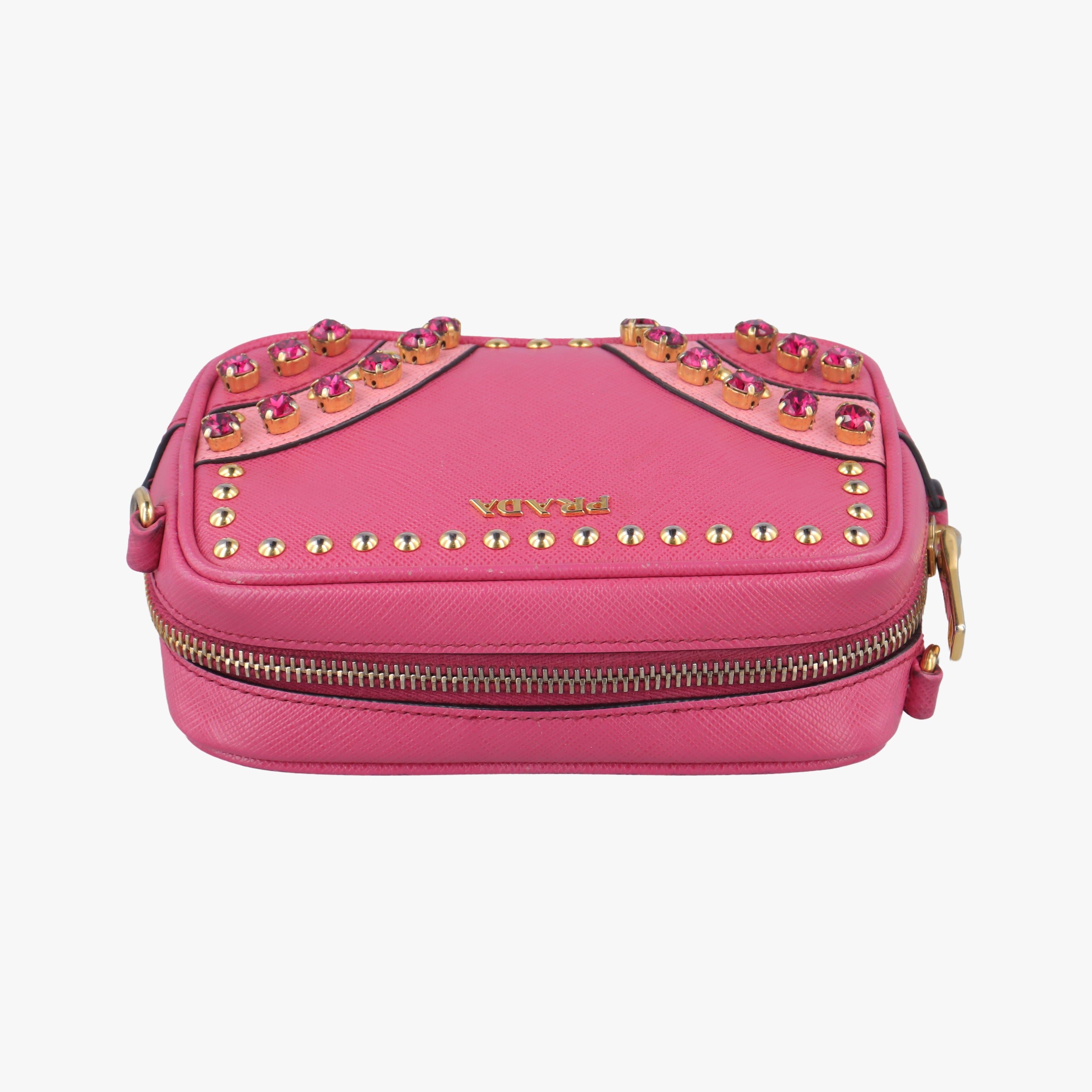 Bijou crystal studs Pink SAFFIANO Leather 1N1674 224ビジュークリスタルスタッズ ピンク サフィアーノレザー 1N1674 224