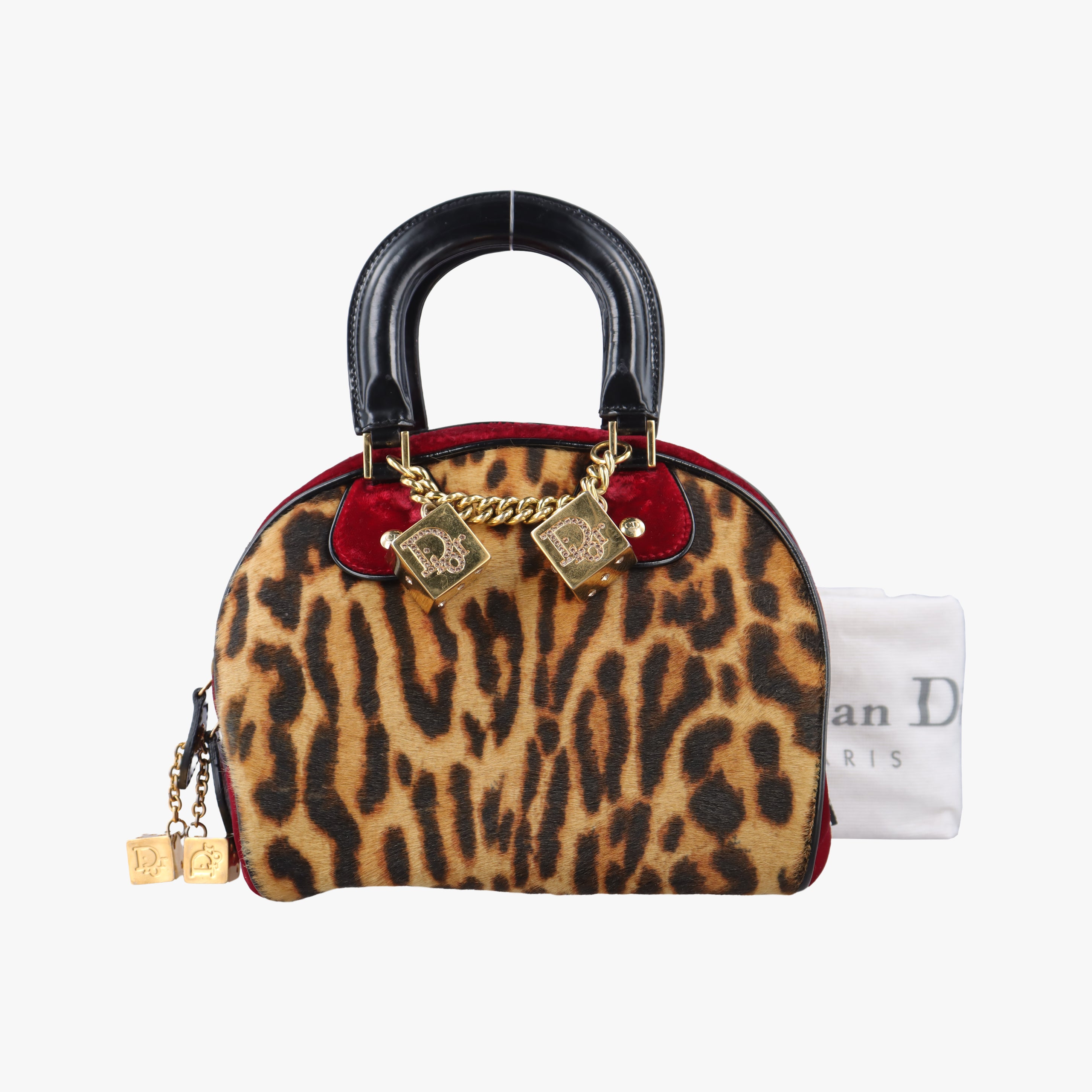 Dice Leopard Bowler Multicolour ponyhair×velour×patent 05-MA-1014ダイスレパードボウラー マルチカラー ハラコ×ベロア×パテント 05-MA-1014