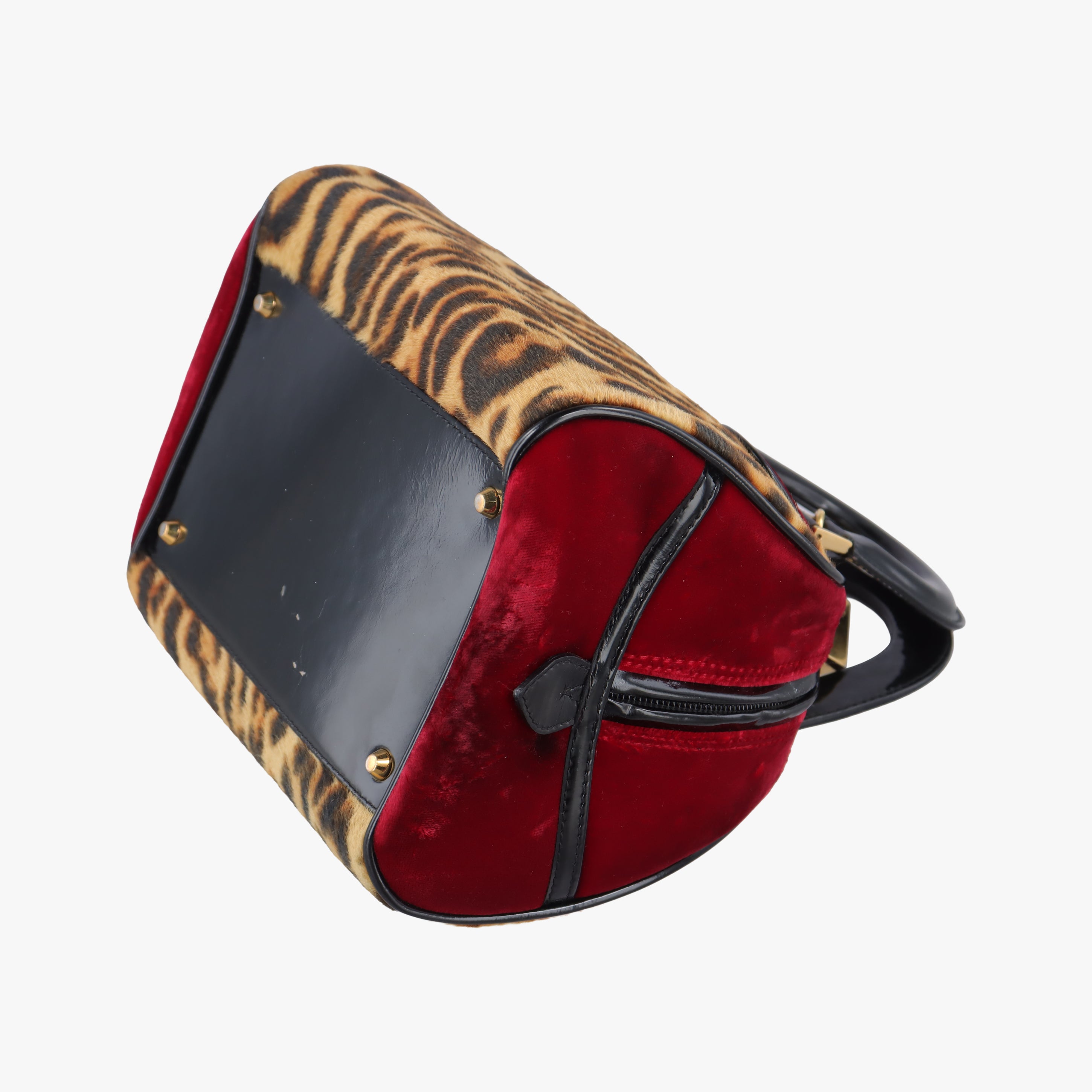 Dice Leopard Bowler Multicolour ponyhair×velour×patent 05-MA-1014ダイスレパードボウラー マルチカラー ハラコ×ベロア×パテント 05-MA-1014