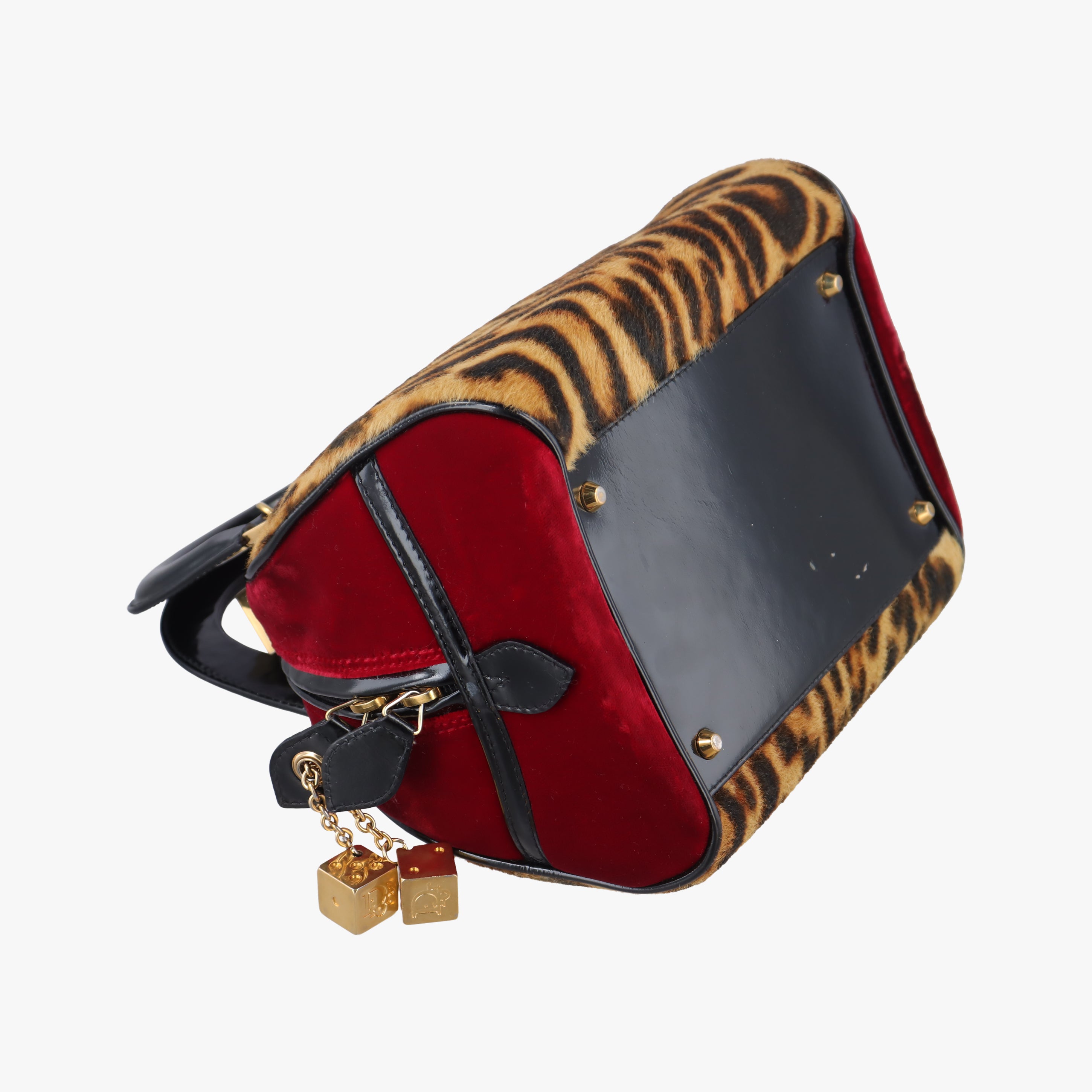 Dice Leopard Bowler Multicolour ponyhair×velour×patent 05-MA-1014ダイスレパードボウラー マルチカラー ハラコ×ベロア×パテント 05-MA-1014