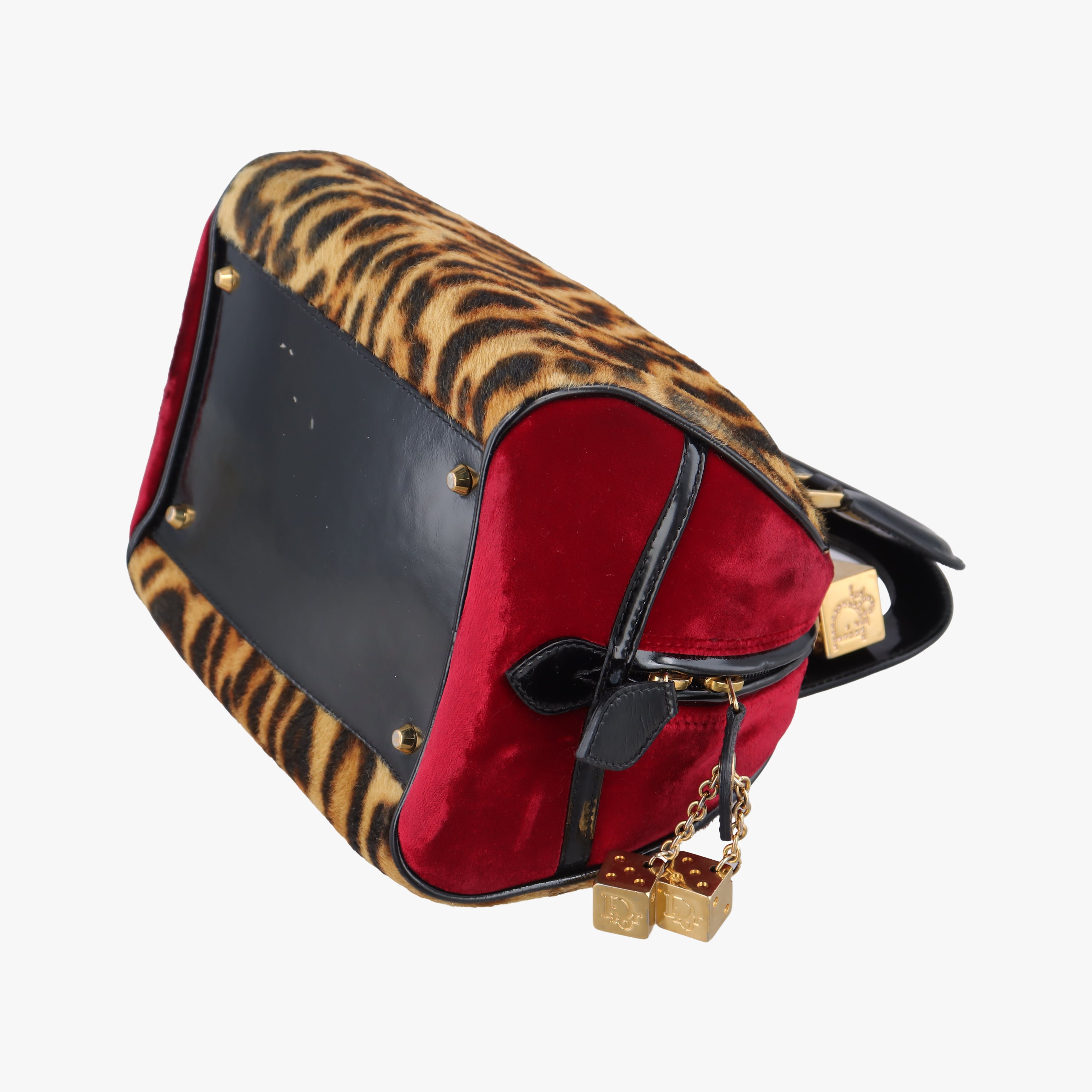 Dice Leopard Bowler Multicolour ponyhair×velour×patent 05-MA-1014ダイスレパードボウラー マルチカラー ハラコ×ベロア×パテント 05-MA-1014