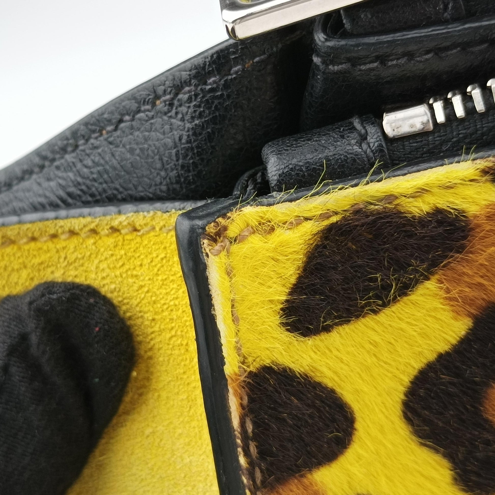 Leopard Pattern Cavallino yellow×Multicolour suede×Leather×ponyhair 1BA025 117 Aレオパード カヴァッリーノ イエロー×マルチカラー スエード×レザー×ハラコ 1BA025 117 A