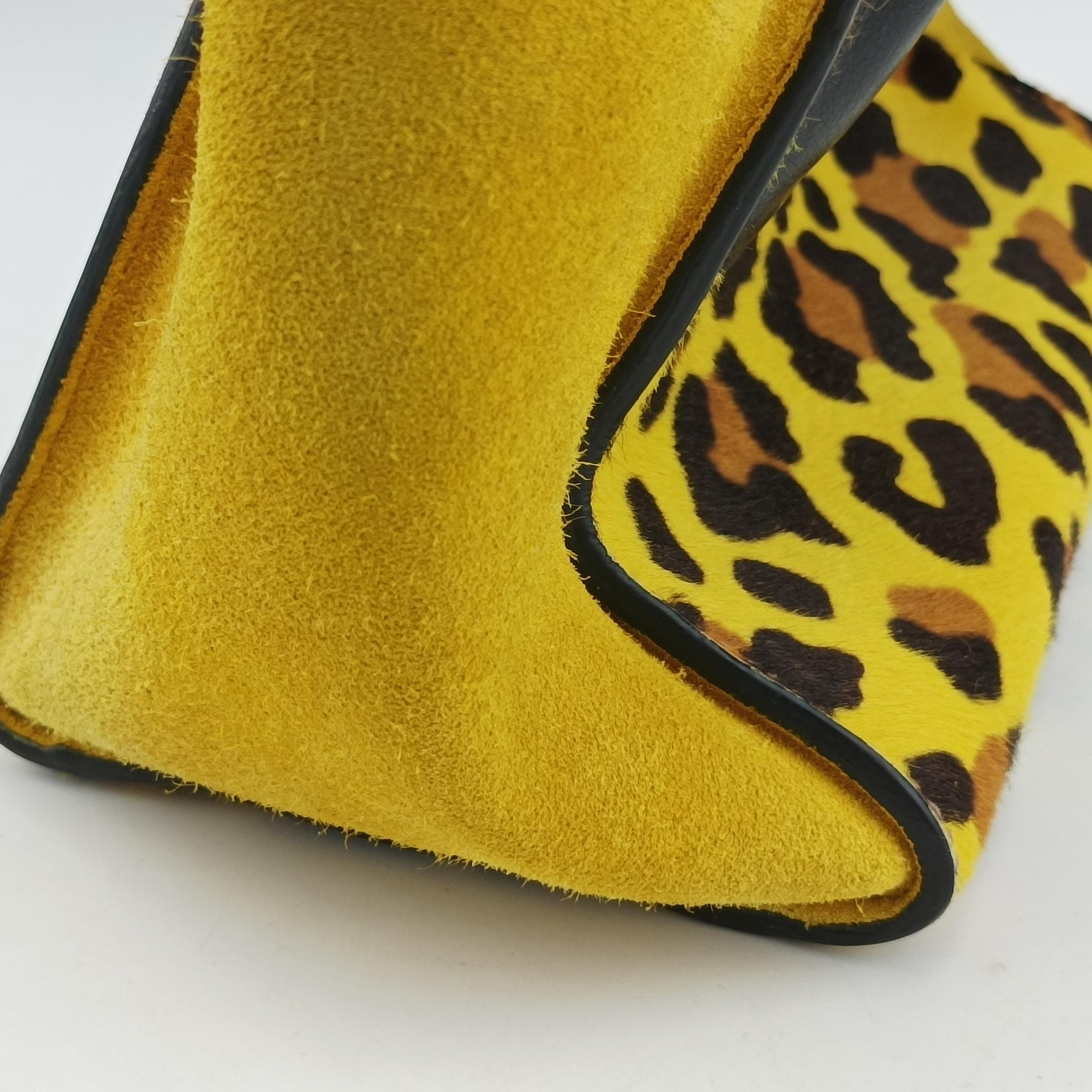 Leopard Pattern Cavallino yellow×Multicolour suede×Leather×ponyhair 1BA025 117 Aレオパード カヴァッリーノ イエロー×マルチカラー スエード×レザー×ハラコ 1BA025 117 A