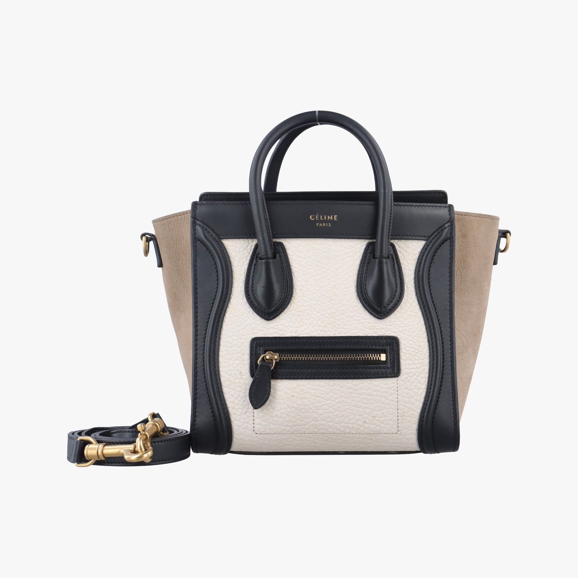 luggage nano shopper Brown x white x black Leather W-CE-3165ラゲージナノショッパー ブラウン×ホワイト×ブラック レザー W-CE-3165