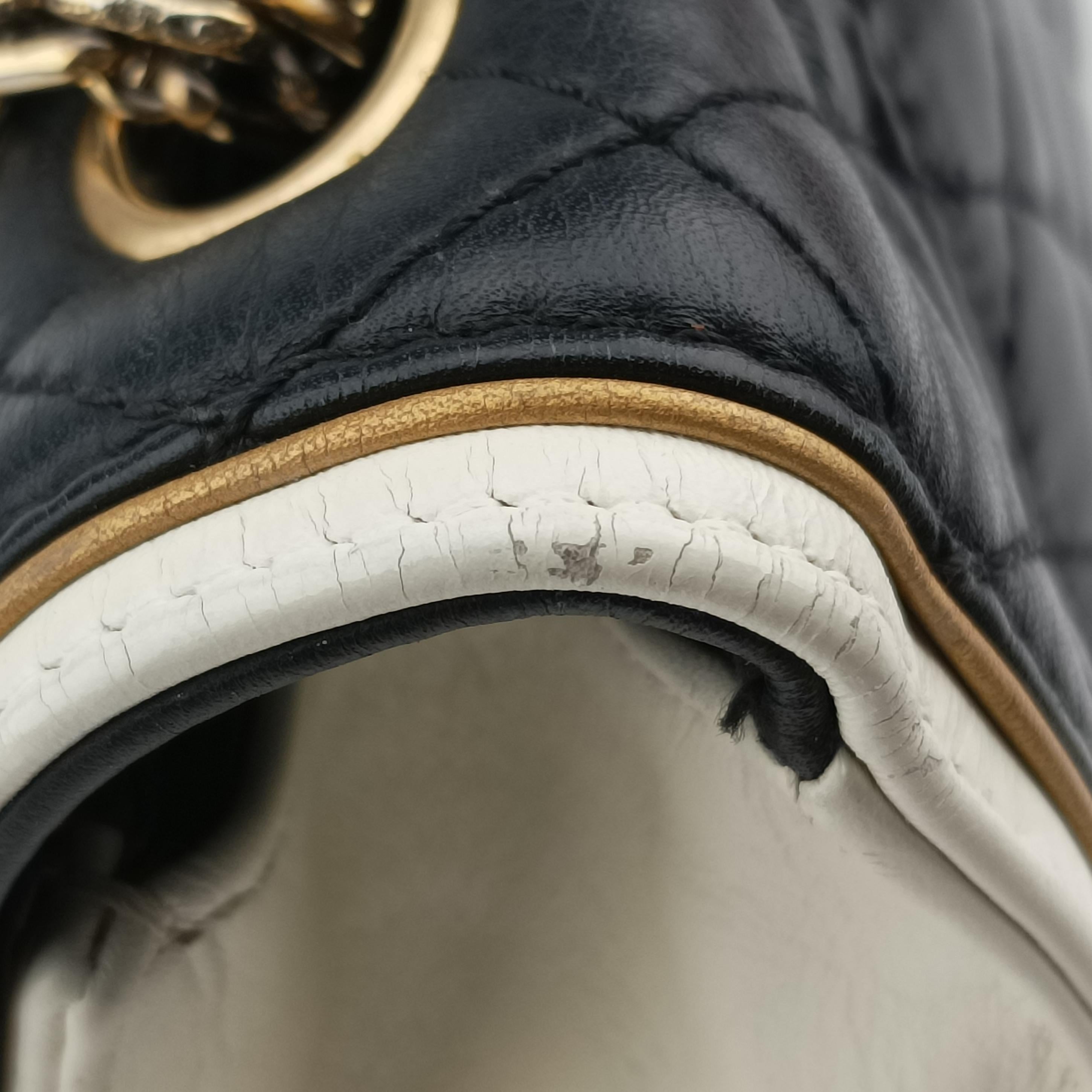 2.55 chain Black×white Leather A67500 177249052.55チェーン ブラック×ホワイト レザー A67500 17724905