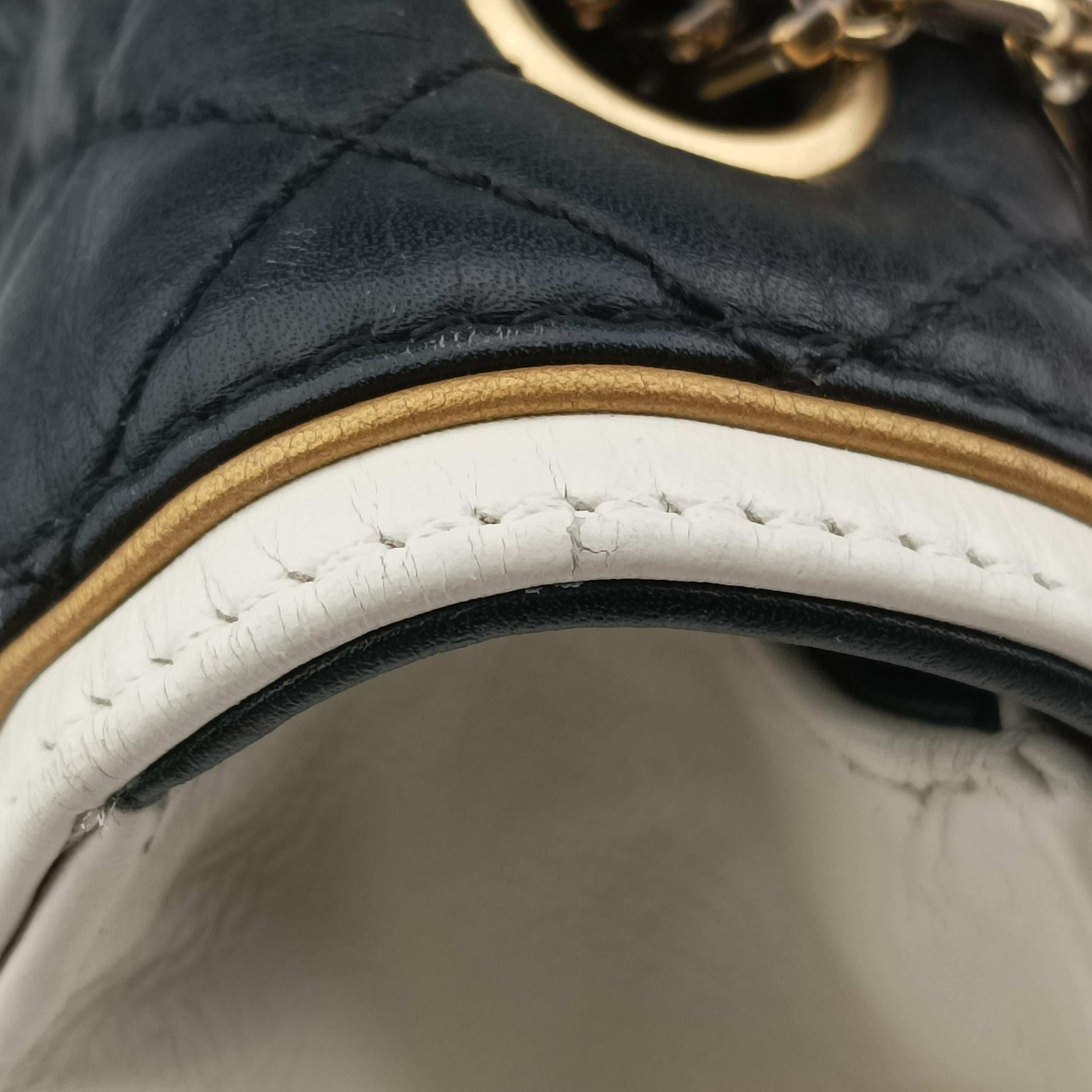 2.55 chain Black×white Leather A67500 177249052.55チェーン ブラック×ホワイト レザー A67500 17724905