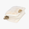 BOY CHANEL White Leather × Fur A67085 21959695ボーイシャネル ホワイト レザー × ファー Leather × Fur A67085 21959695