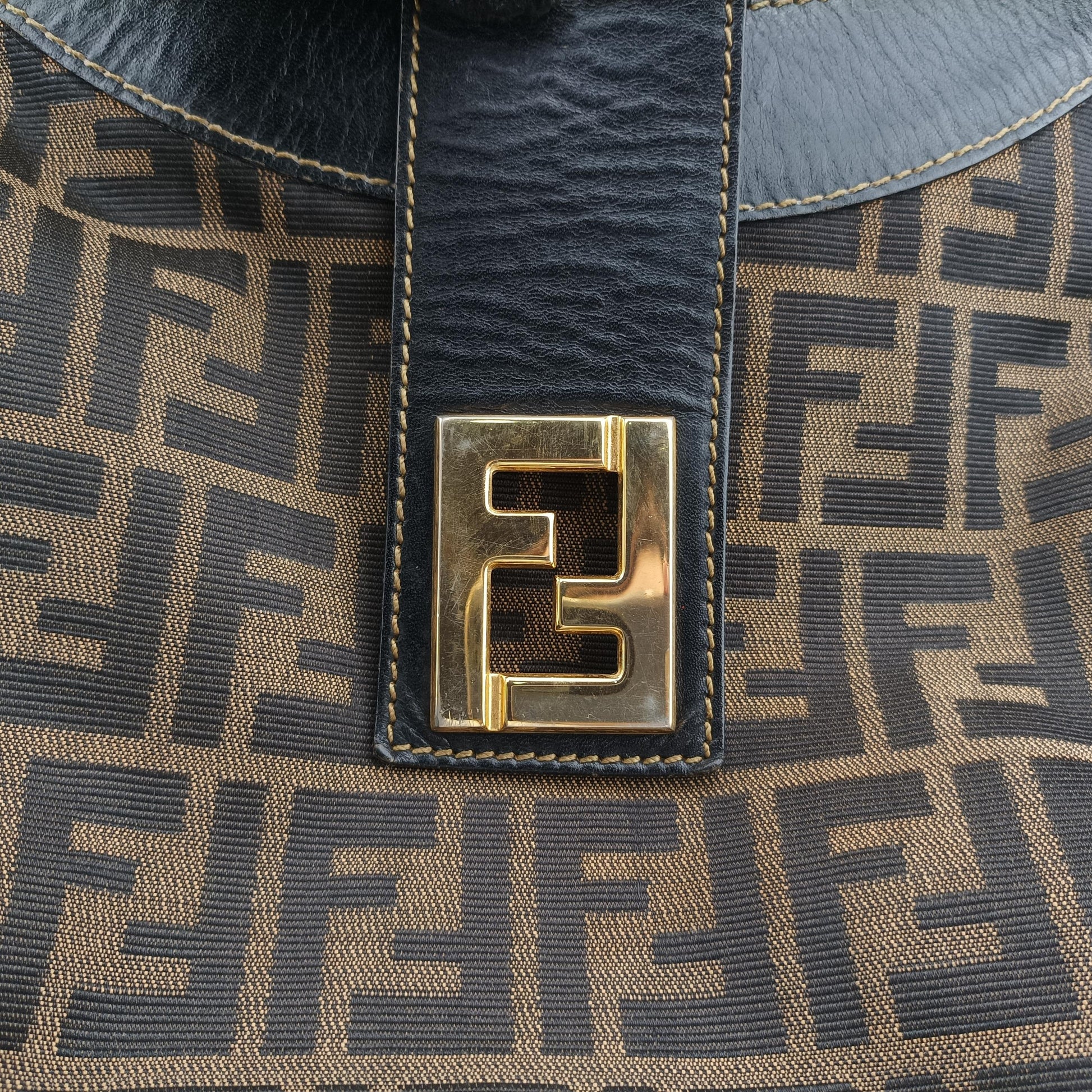 Zucca pattern Mamma Bucket Brown canvas x leather 15081 4 15081/0 8ズッカ柄 マンマバケット ブラウン キャンバス×レザー 15081 4 15081/0 8