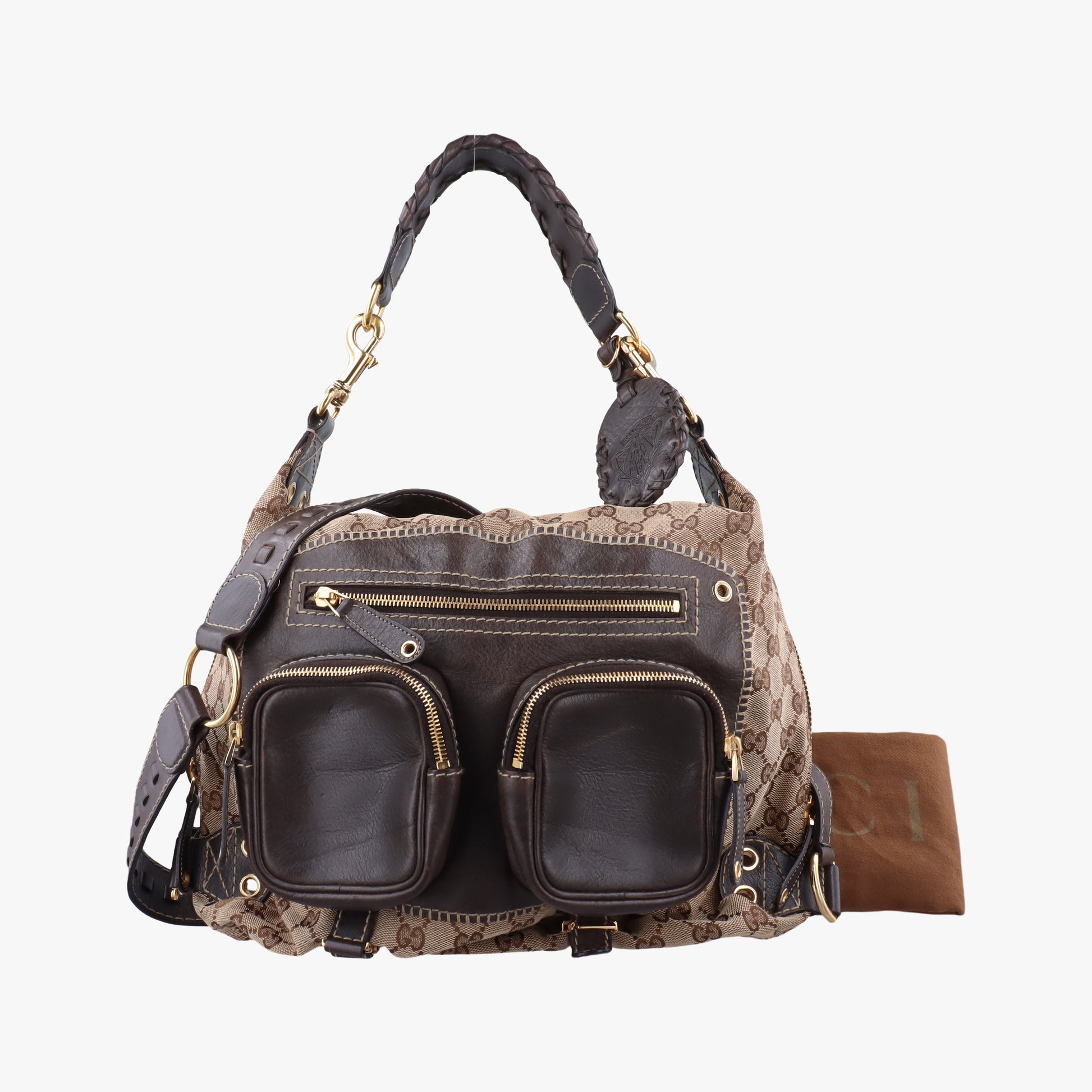 Monogram GG Brown Leather x canvas 220145 I4460468モノグラムジージー ブラウン レザー×キャンバス 220145 I4460468