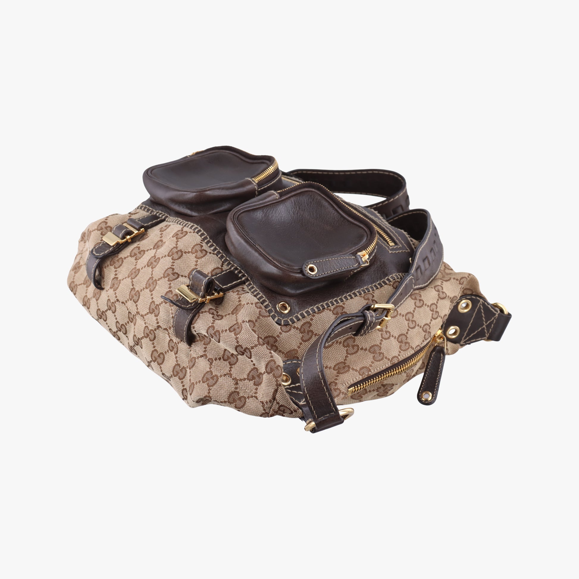 Monogram GG Brown Leather x canvas 220145 I4460468モノグラムジージー ブラウン レザー×キャンバス 220145 I4460468