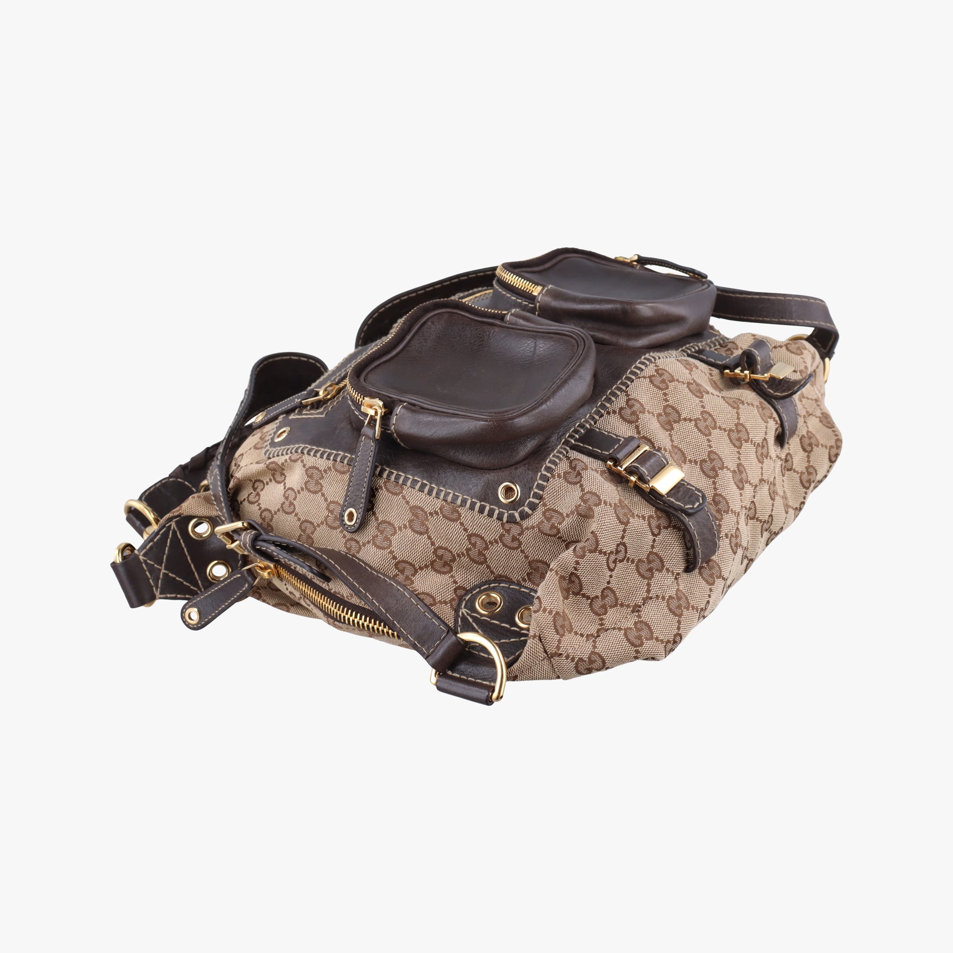 Monogram GG Brown Leather x canvas 220145 I4460468モノグラムジージー ブラウン レザー×キャンバス 220145 I4460468