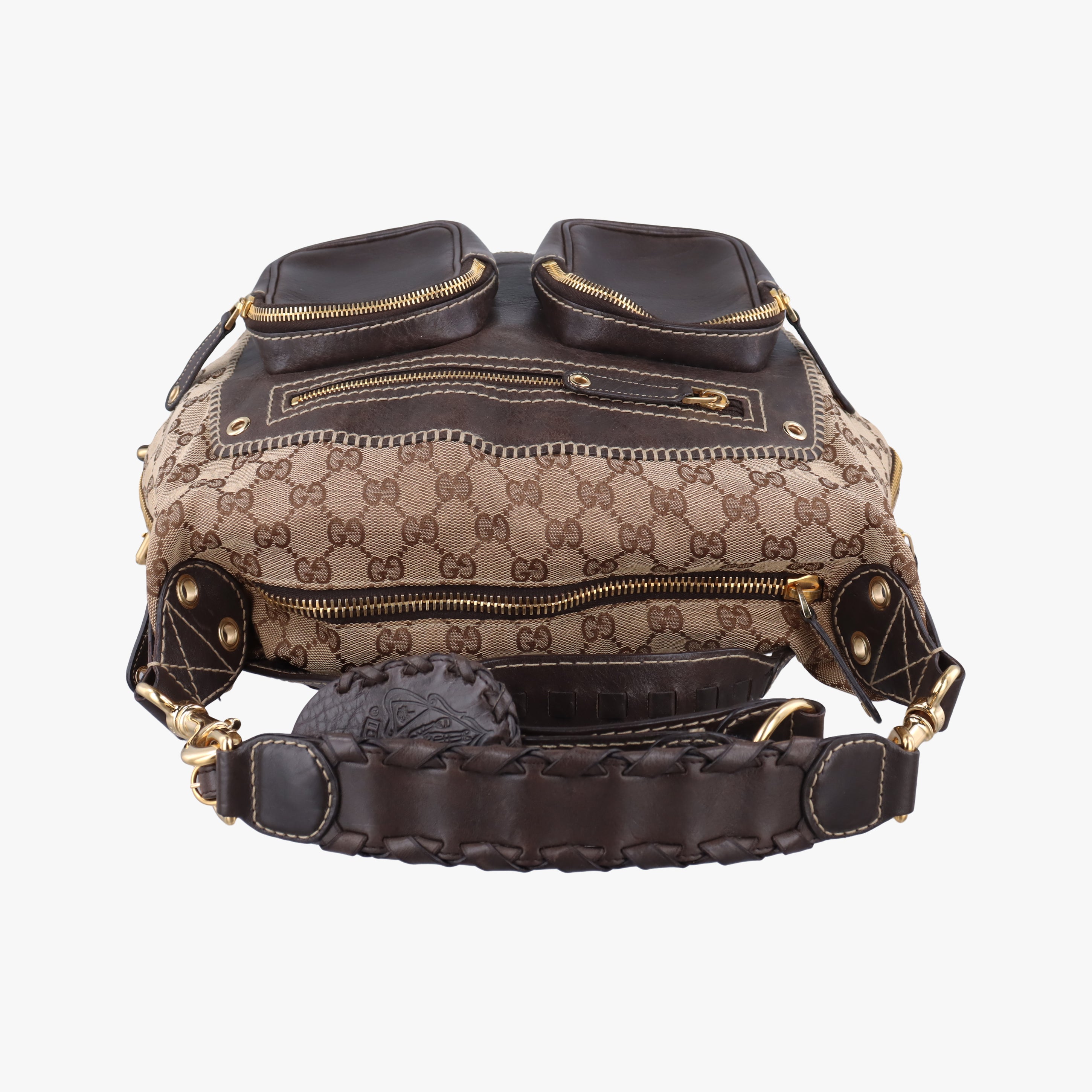 Monogram GG Brown Leather x canvas 220145 I4460468モノグラムジージー ブラウン レザー×キャンバス 220145 I4460468