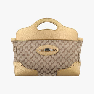 Punch Handle tote Golden×beige Leather x canvas 145787 パンチハンドルトート ゴールド×ベージュ レザー×キャンバス 145787 