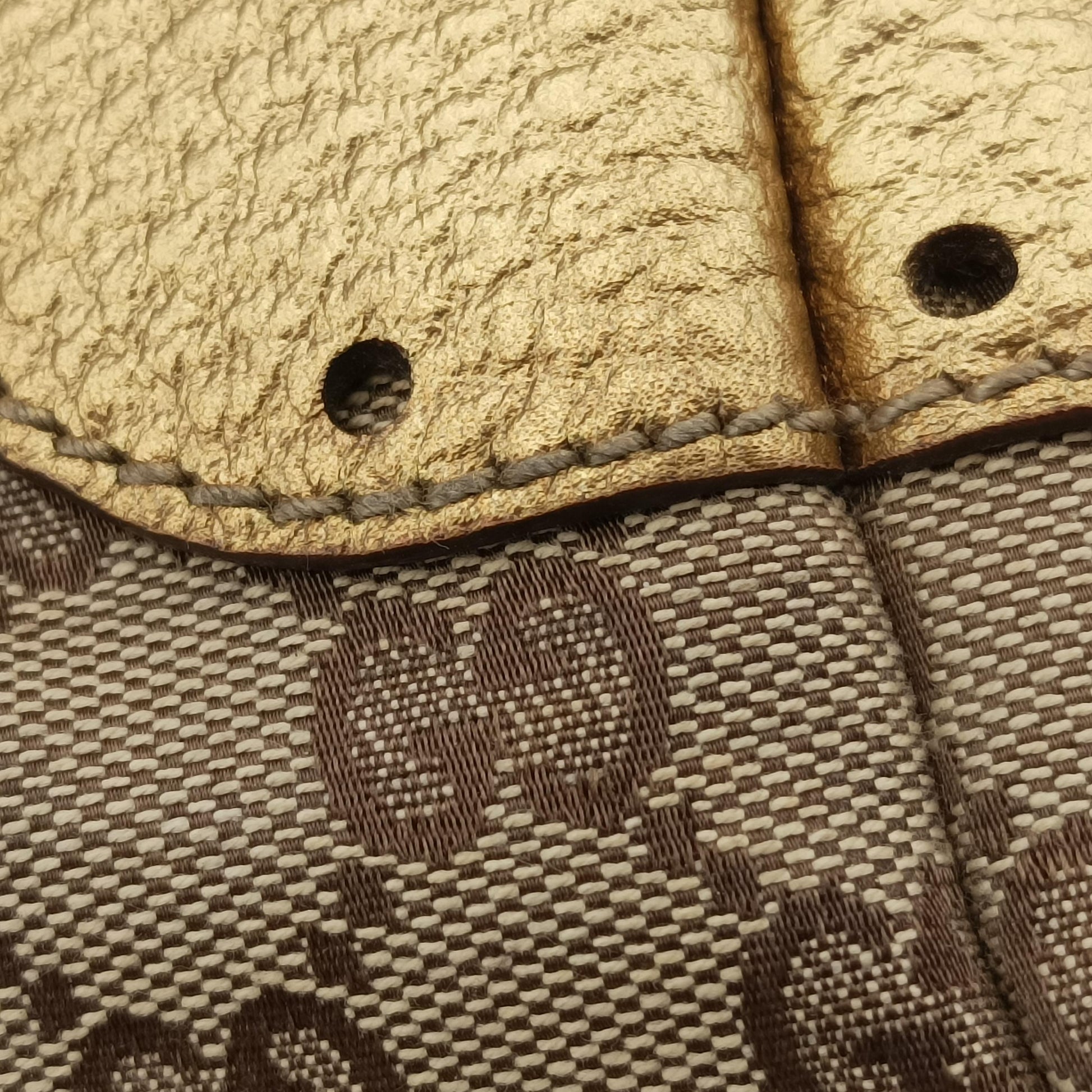 Punch Handle tote Golden×beige Leather x canvas 145787 パンチハンドルトート ゴールド×ベージュ レザー×キャンバス 145787 