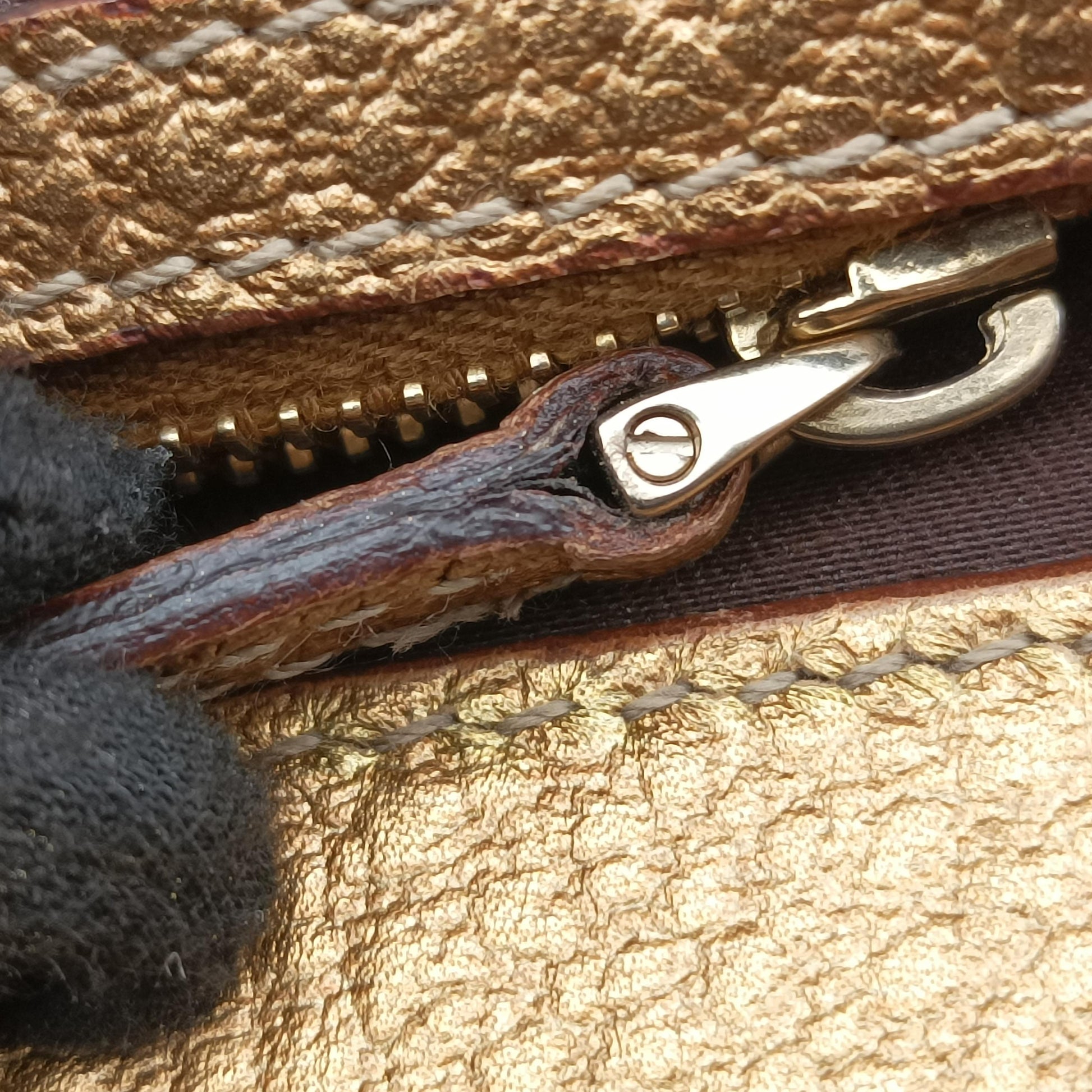 Punch Handle tote Golden×beige Leather x canvas 145787 パンチハンドルトート ゴールド×ベージュ レザー×キャンバス 145787 