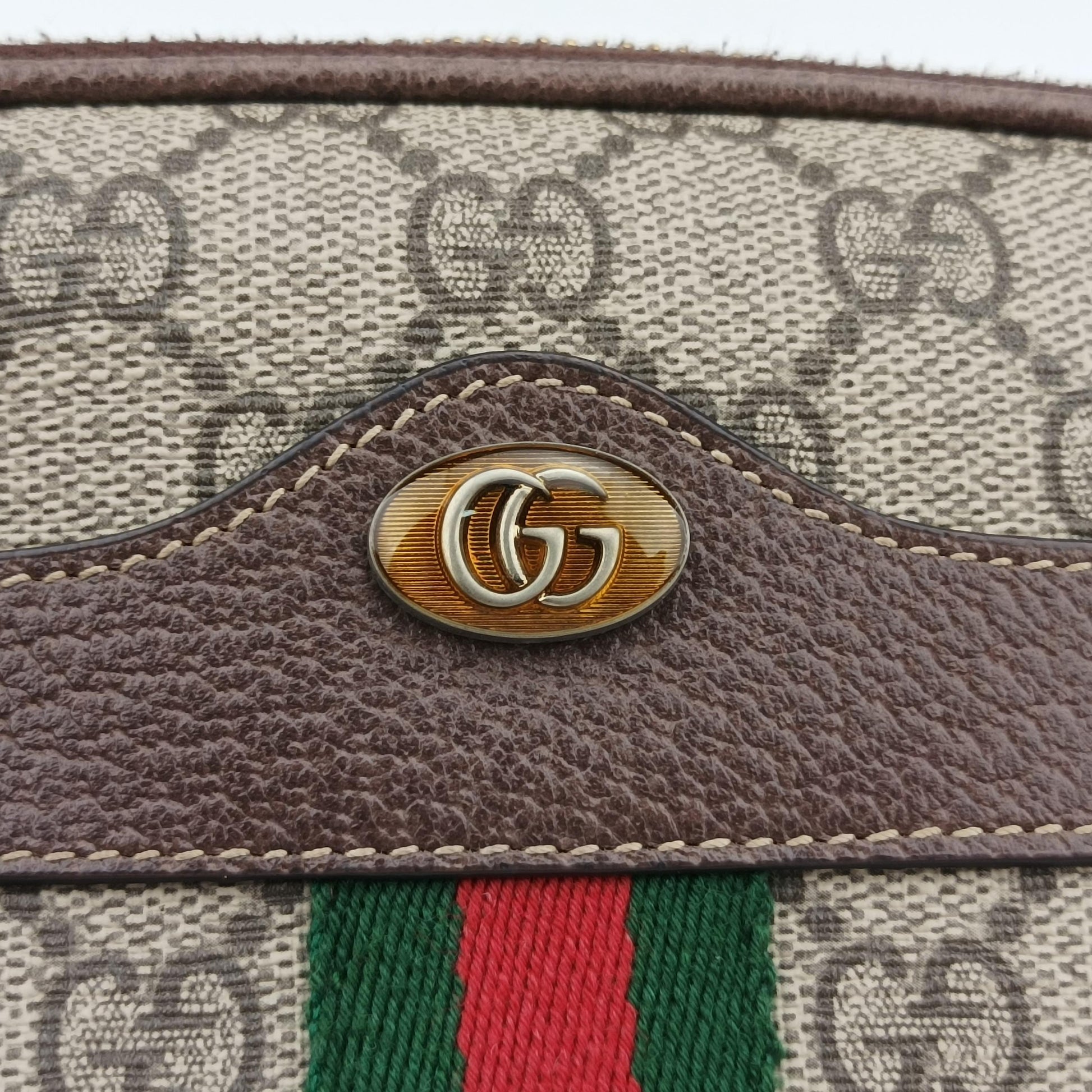 Ophidia Brown×green×red PVC coated canvas x leather 519308 オフィディア ブラウン×グリーン×レッド PVCコーティングキャンバス×レザー 519308 