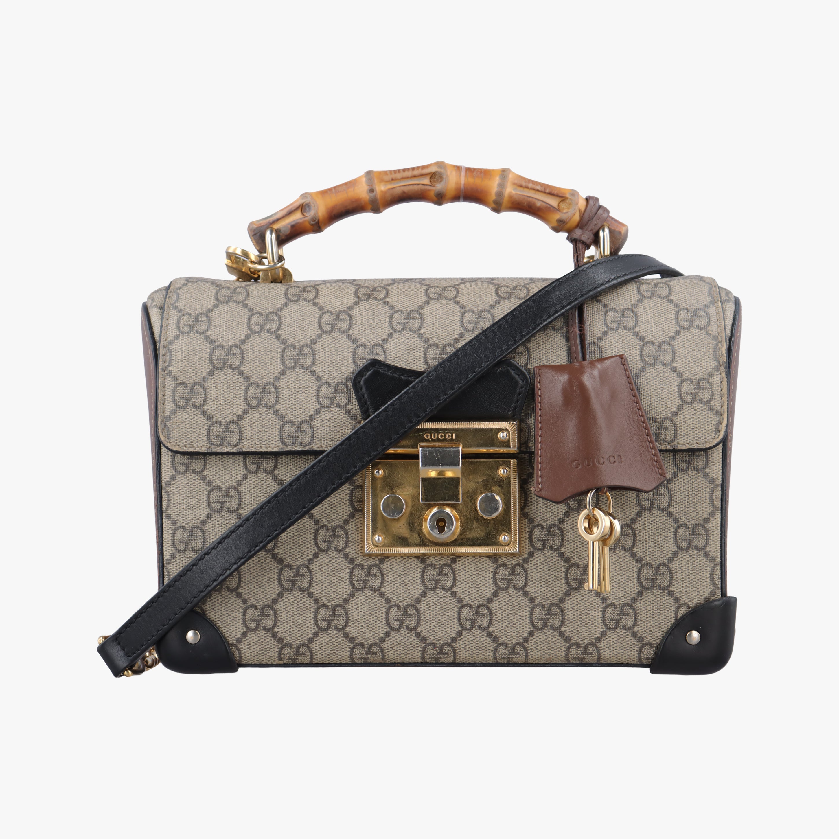 GG Supreme Bamboo Padlock beige×black PVC coated canvas 603221 E032322588GGスプリーム　バンブー　パドロック ベージュ×ブラック PVCコーティングキャンバス 603221 E032322588