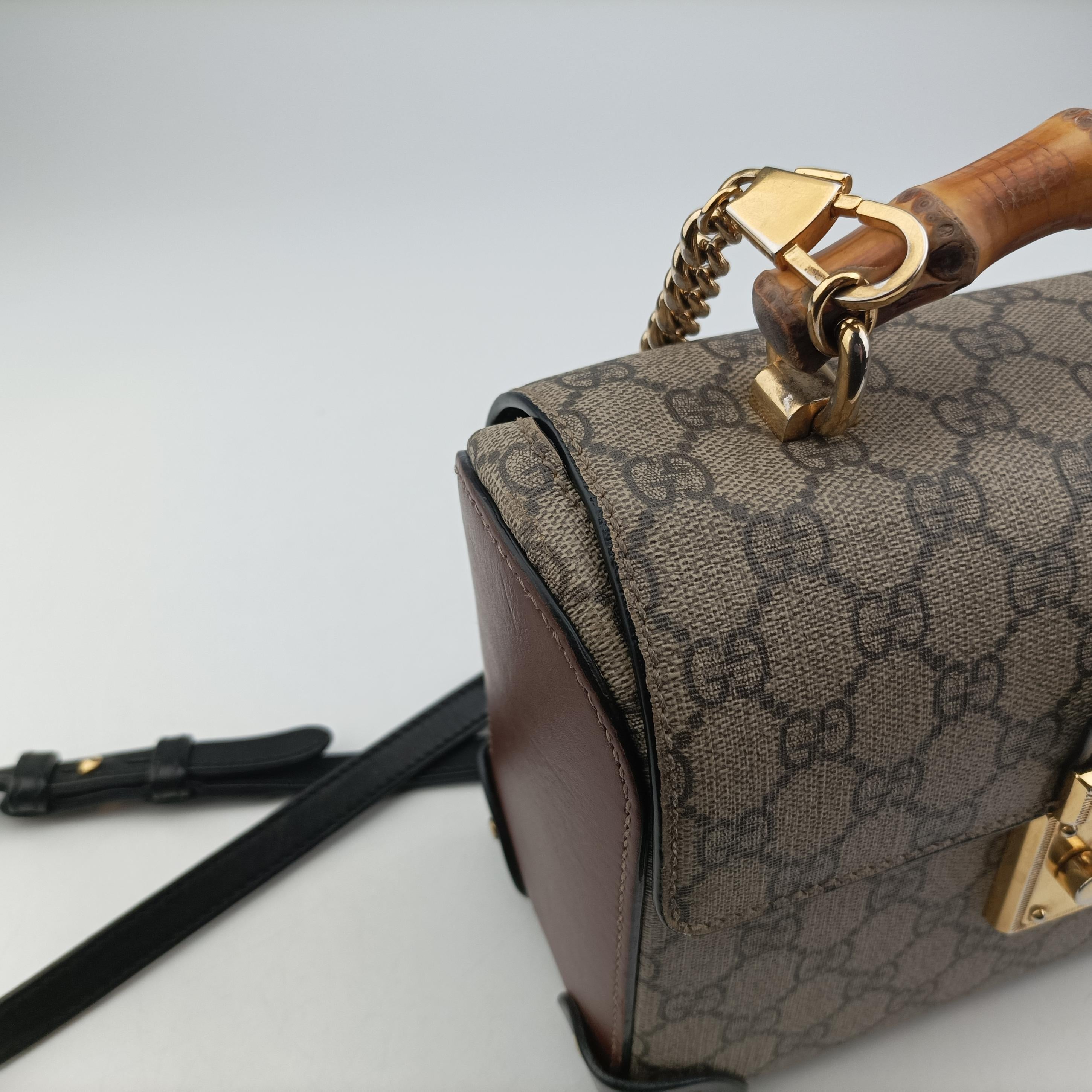 GG Supreme Bamboo Padlock beige×black PVC coated canvas 603221 E032322588GGスプリーム　バンブー　パドロック ベージュ×ブラック PVCコーティングキャンバス 603221 E032322588