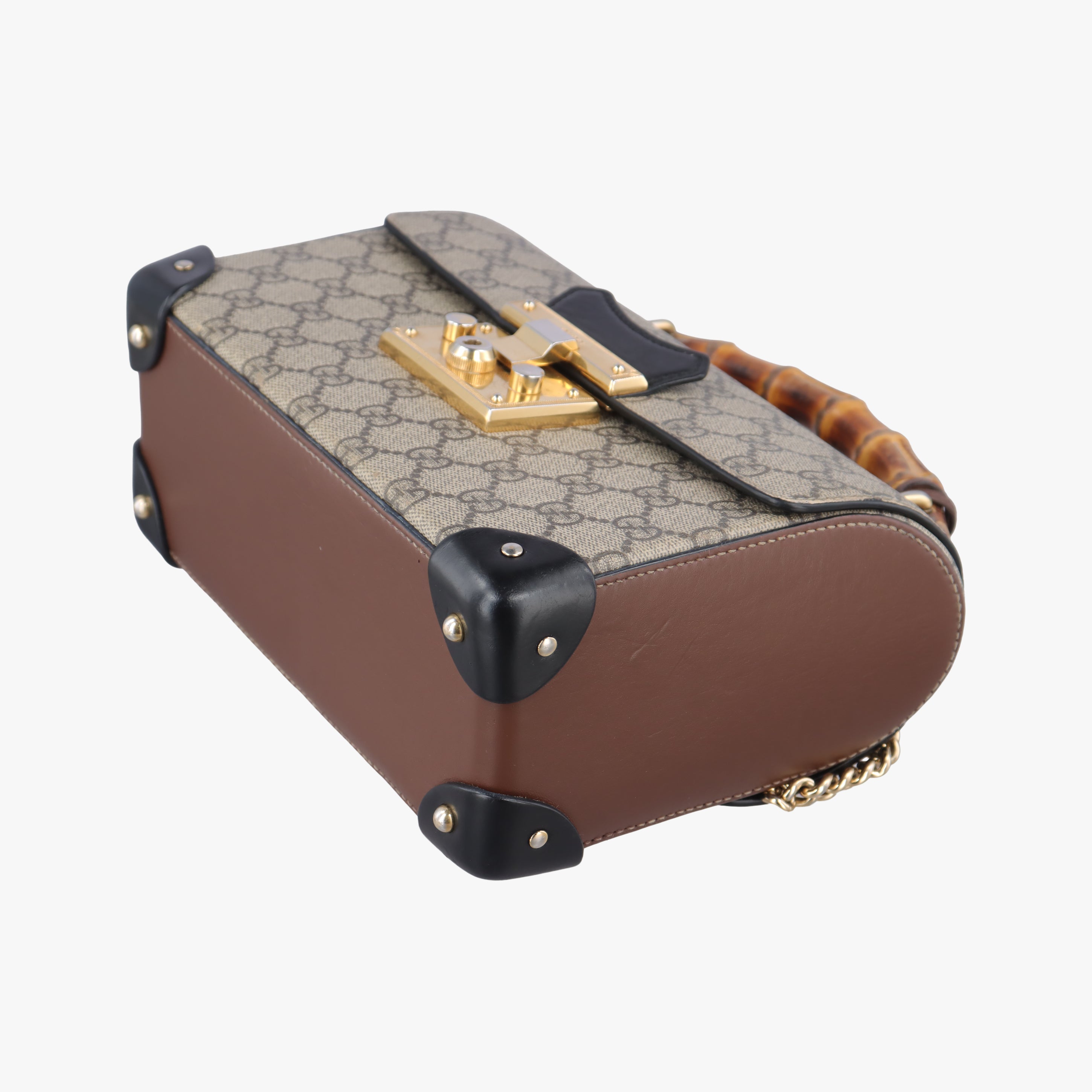 GG Supreme Bamboo Padlock beige×black PVC coated canvas 603221 E032322588GGスプリーム　バンブー　パドロック ベージュ×ブラック PVCコーティングキャンバス 603221 E032322588