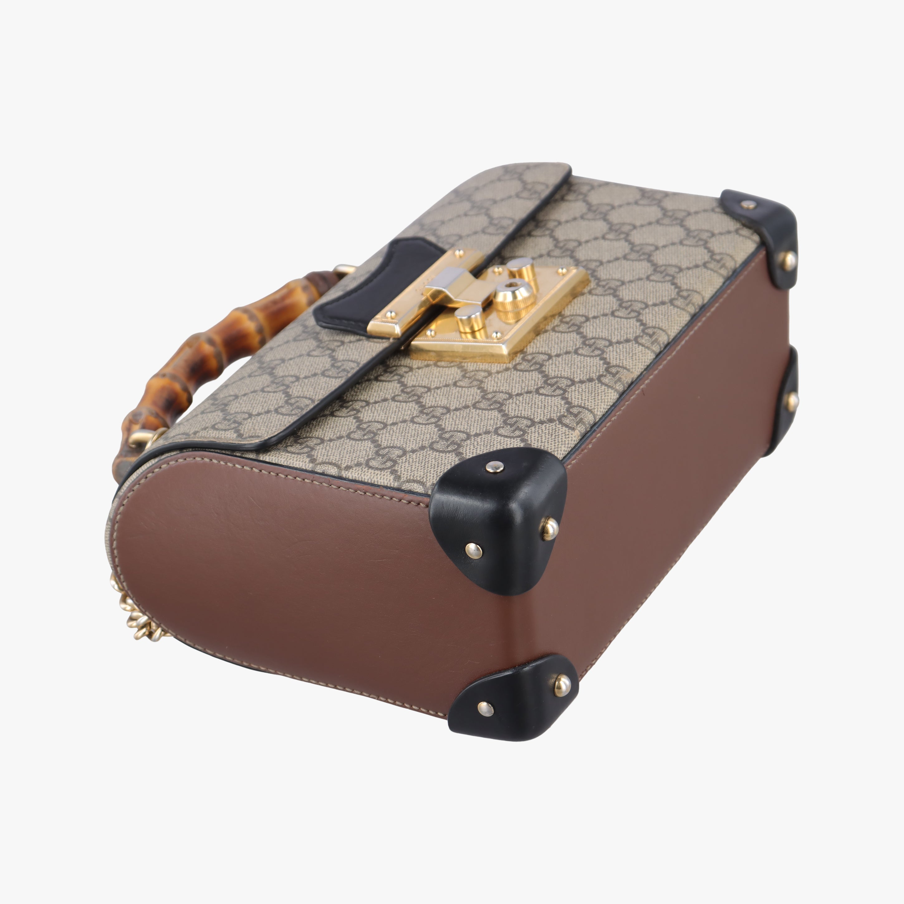 GG Supreme Bamboo Padlock beige×black PVC coated canvas 603221 E032322588GGスプリーム　バンブー　パドロック ベージュ×ブラック PVCコーティングキャンバス 603221 E032322588