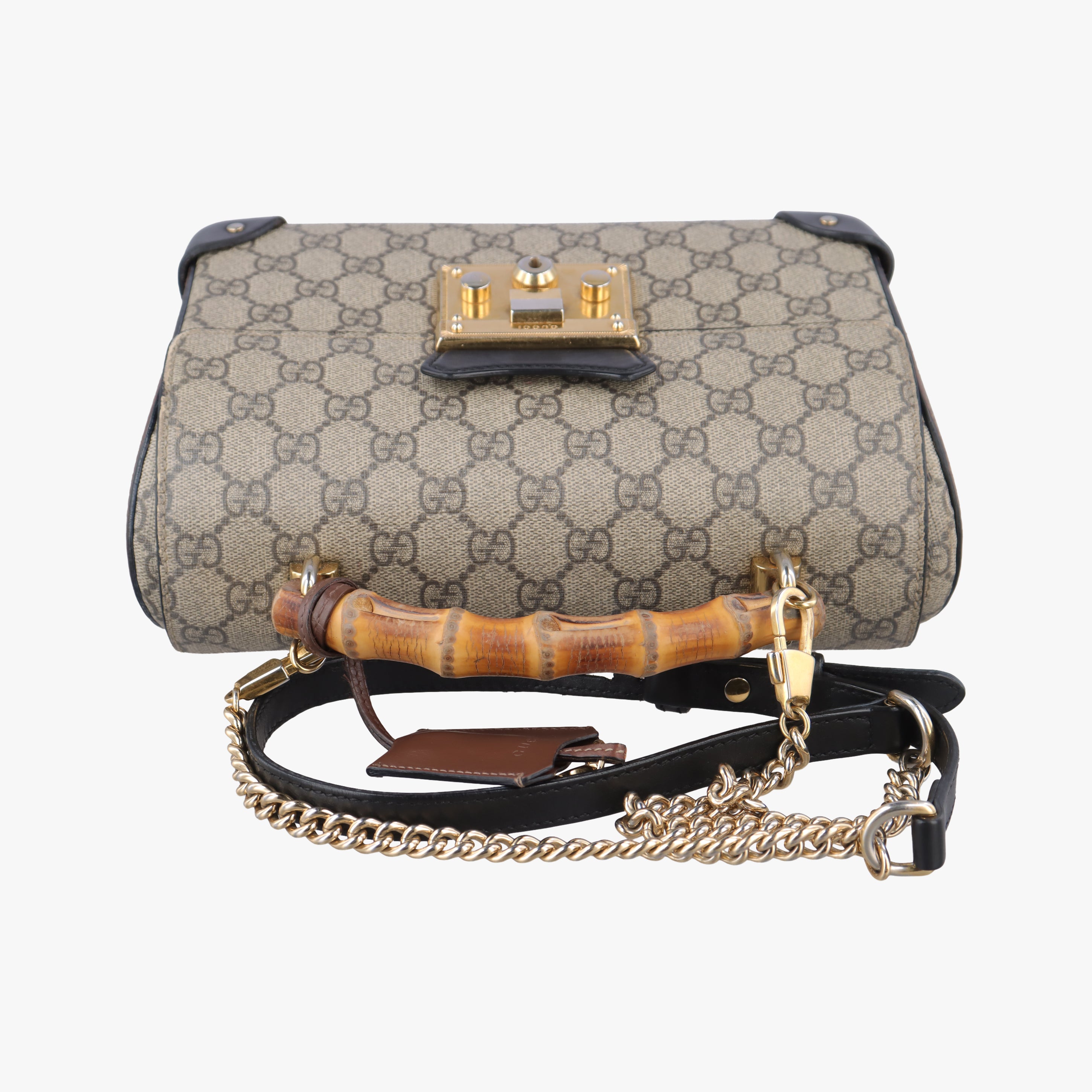 GG Supreme Bamboo Padlock beige×black PVC coated canvas 603221 E032322588GGスプリーム　バンブー　パドロック ベージュ×ブラック PVCコーティングキャンバス 603221 E032322588