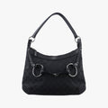 Horsebit Hobo Black Fabric×leather 114890 ホースビットホーボー ブラック ファブリック×レザー 114890 