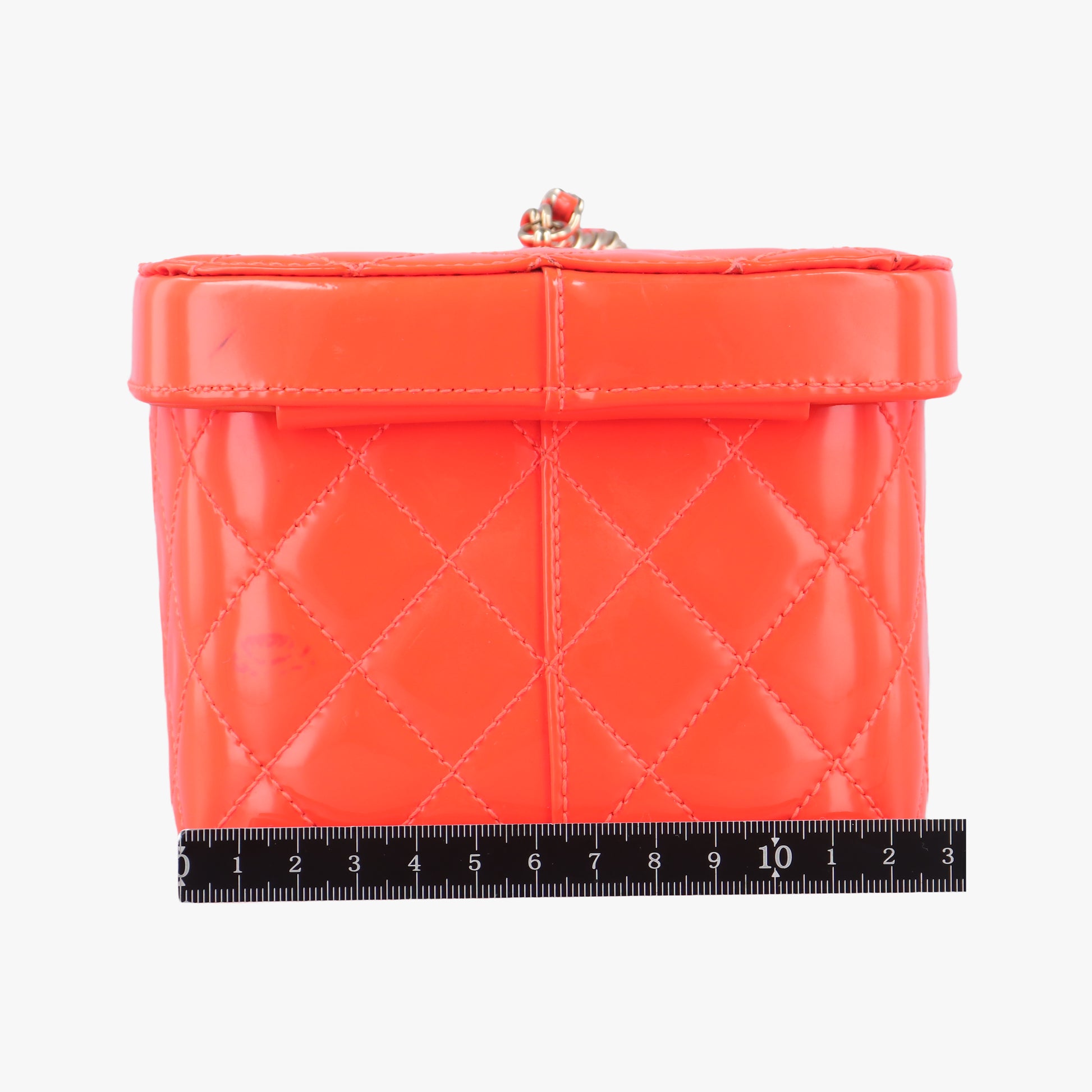 Vanity Matelasse Chain Handle Orange Patent A91055 22342643バニティ マトラッセ チェーンハンドル オレンジ パテント A91055 22342643