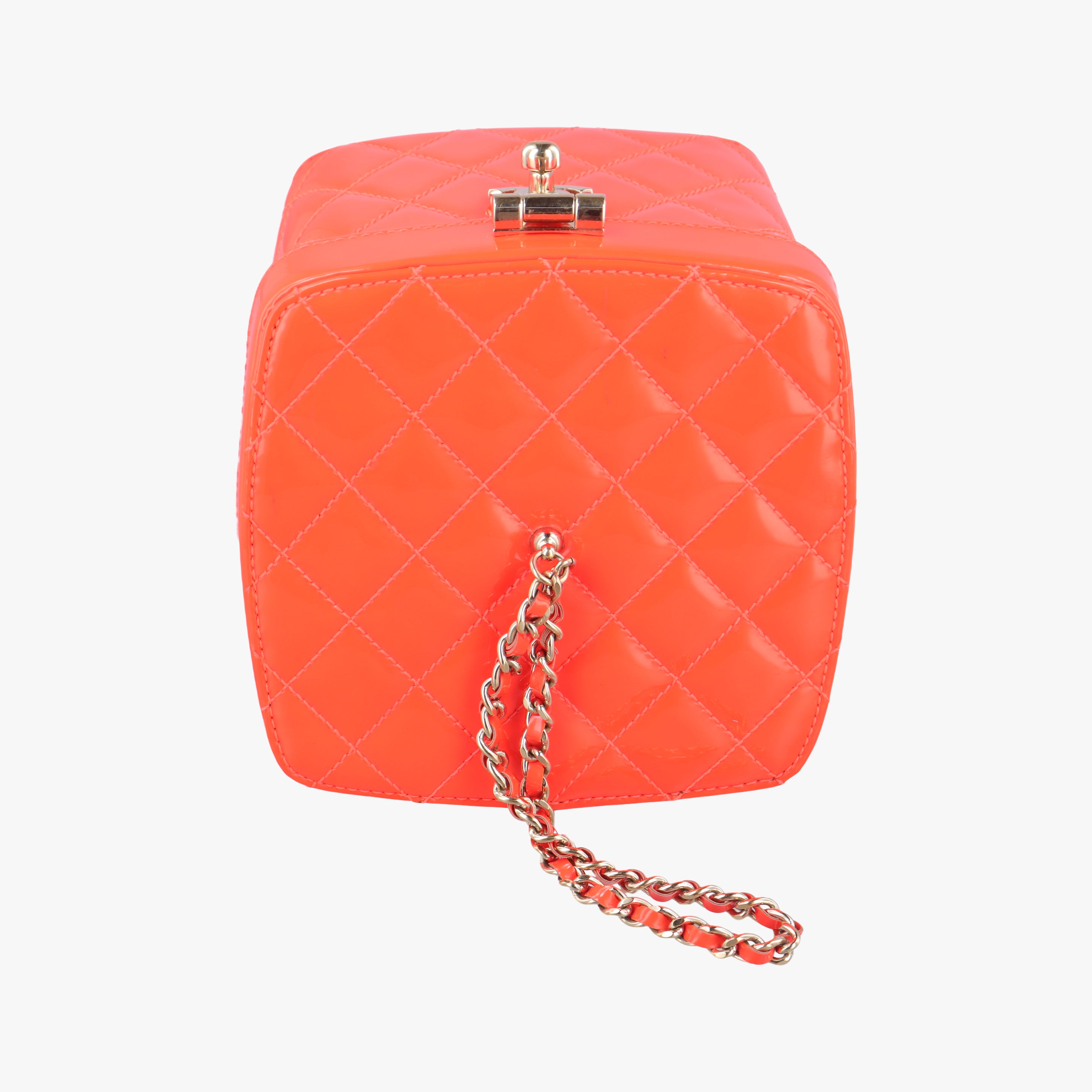 Vanity Matelasse Chain Handle Orange Patent A91055 22342643バニティ マトラッセ チェーンハンドル オレンジ パテント A91055 22342643