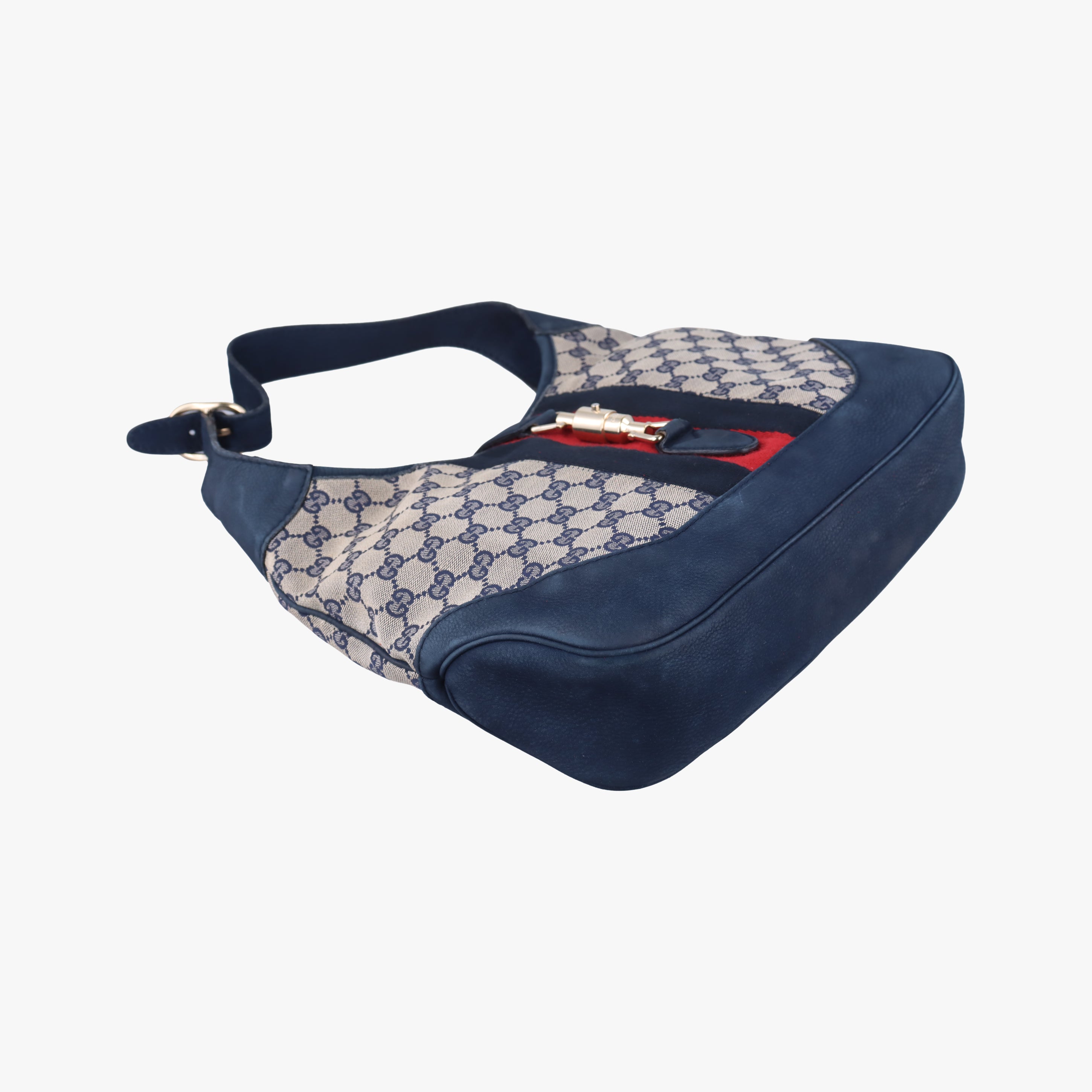 Jackie Flora Hobo Beige x Navy x Red x Black Canvas×leather 277520 E012969606ニュージャッキー ベージュ×ネイビー×レッド×ブラック キャンバス ×レザー 277520 E012969606