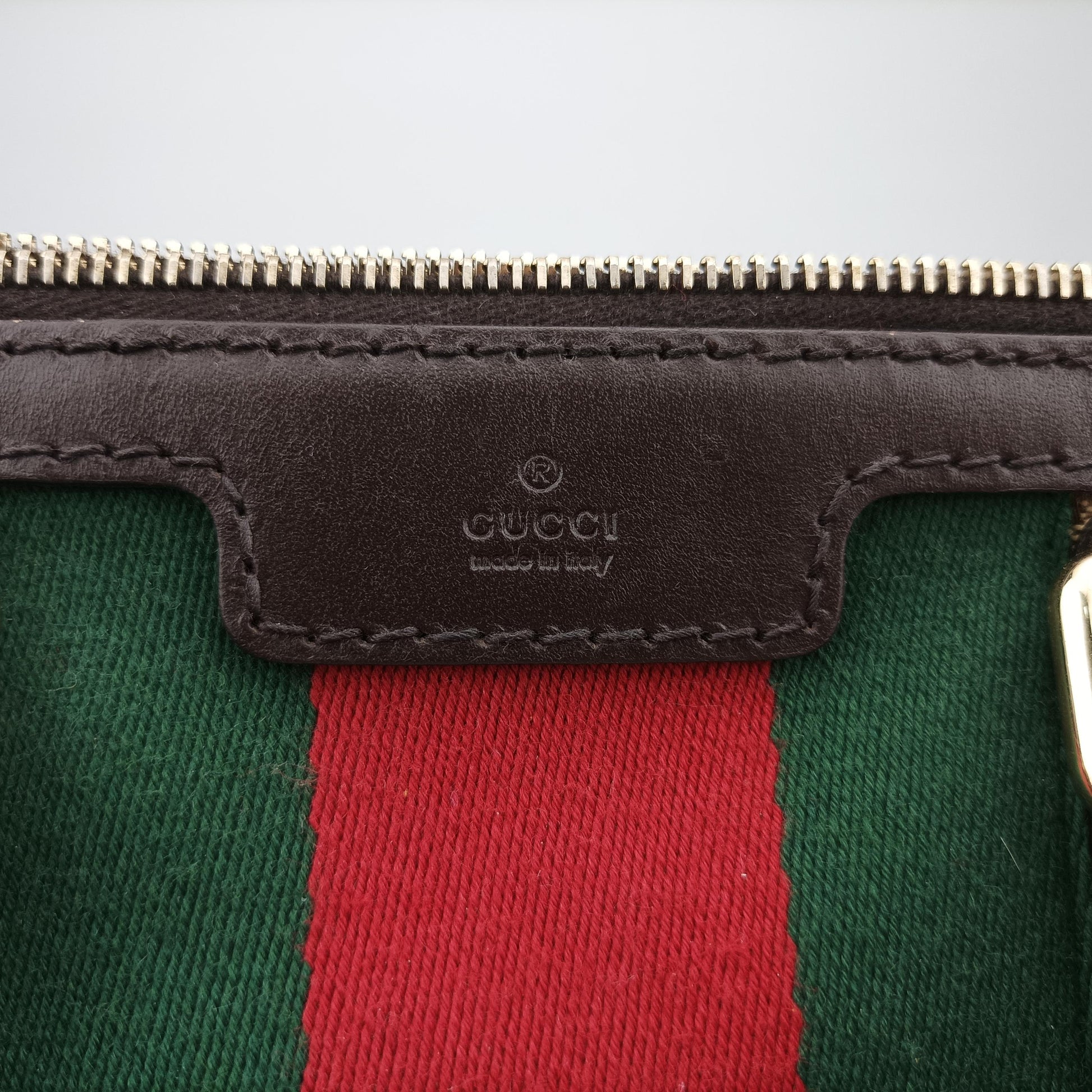 Sherry Line Beige×green×red canvas×leather 247205 C017070005シェリーライン ベージュ×グリーン×レッド キャンバス×レザー 247205 C017070005