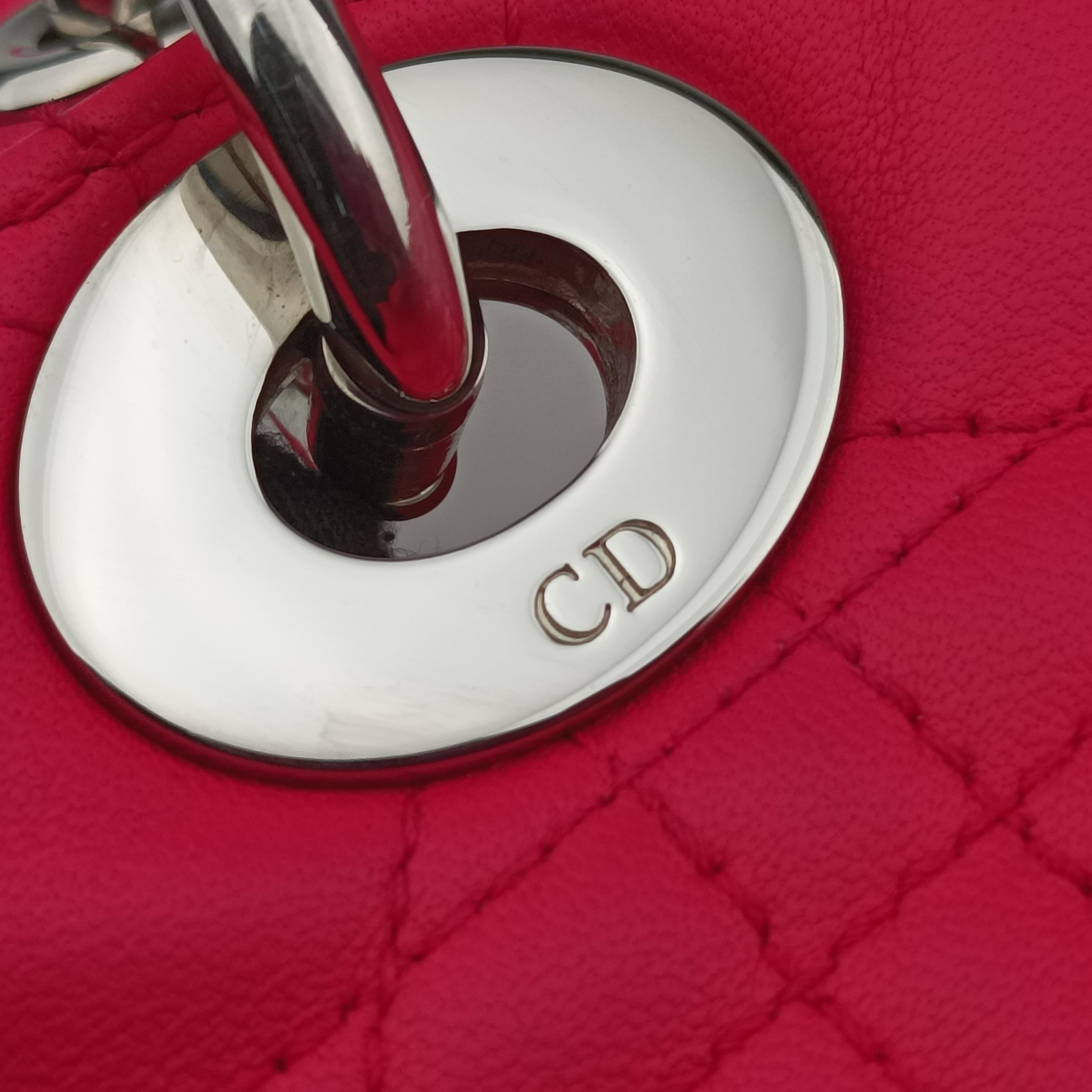 Lady Dior Rose lambskin 18-MA-1113レディディオール ローズ レッド ラムスキン 18-MA-1113