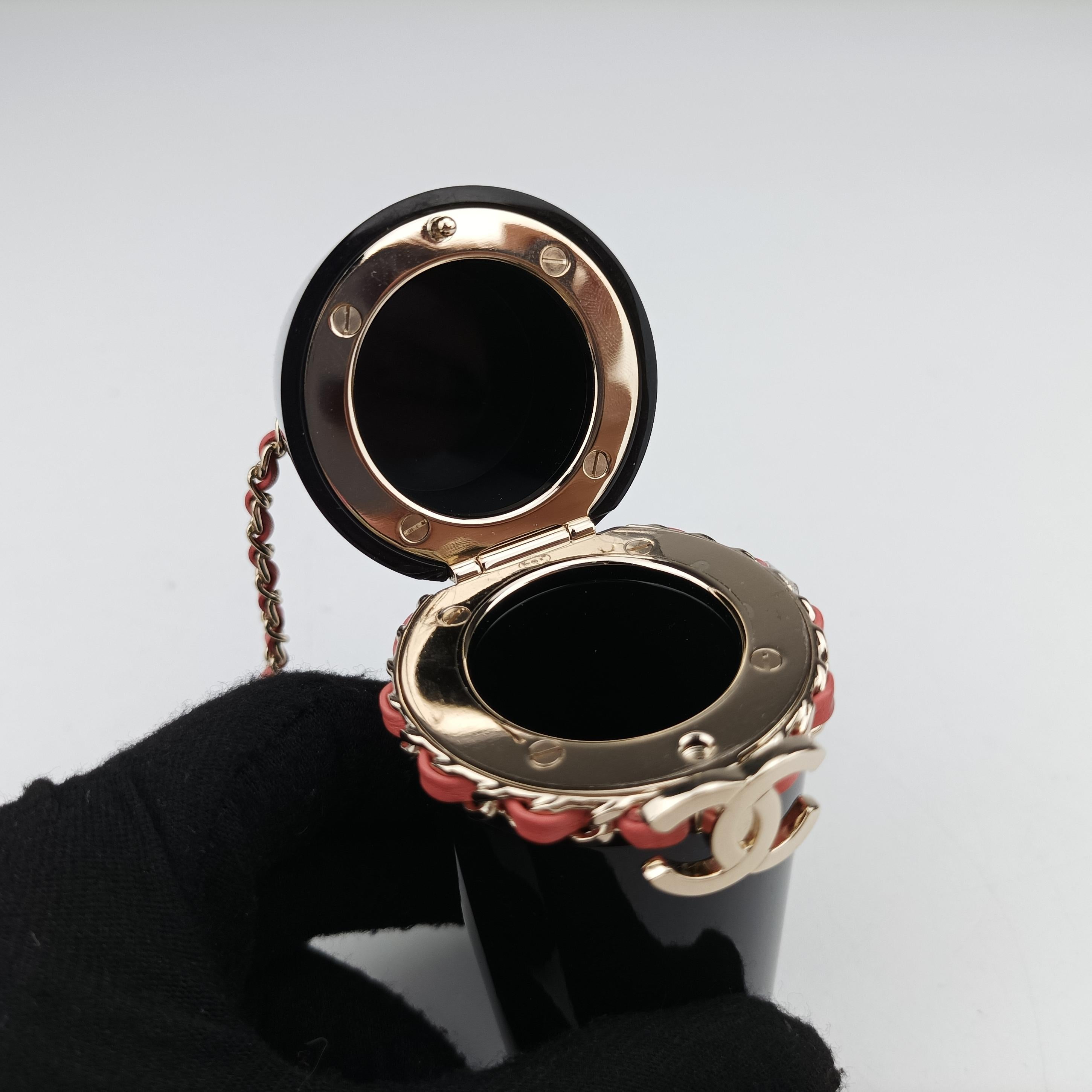 Coco Mark Lucite Lipstick Case On Chain Black plastic ココマーク ルーサイト リップスティックケース チェーン付き ブラック プラスチック 