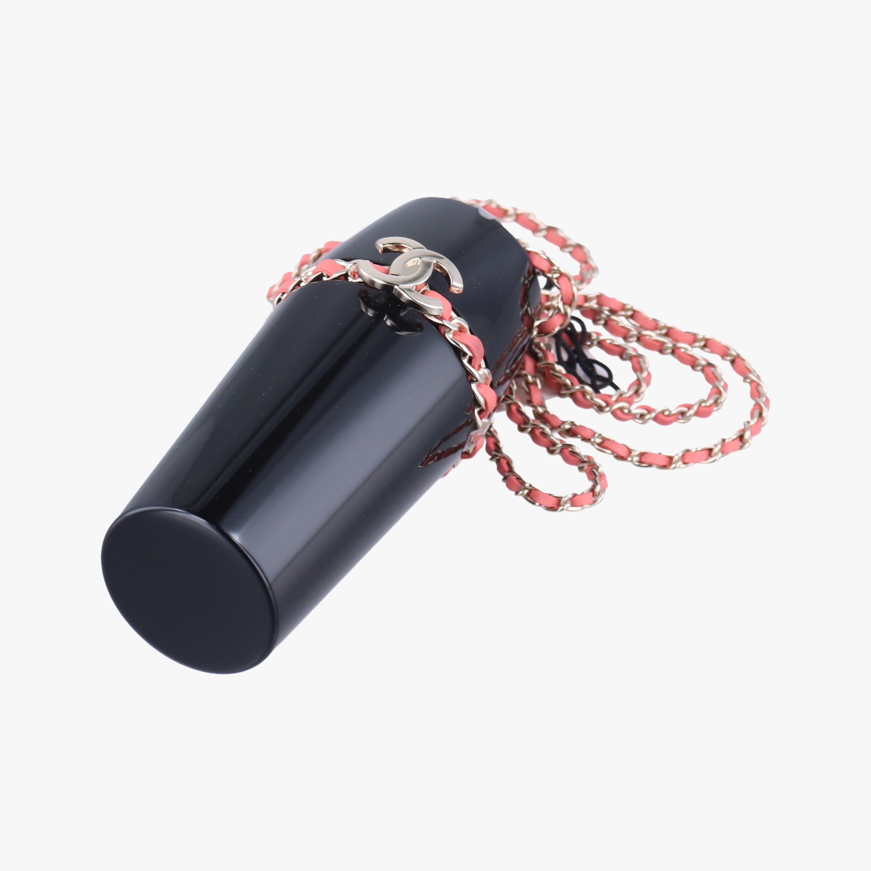 Coco Mark Lucite Lipstick Case On Chain Black plastic ココマーク ルーサイト リップスティックケース チェーン付き ブラック プラスチック 