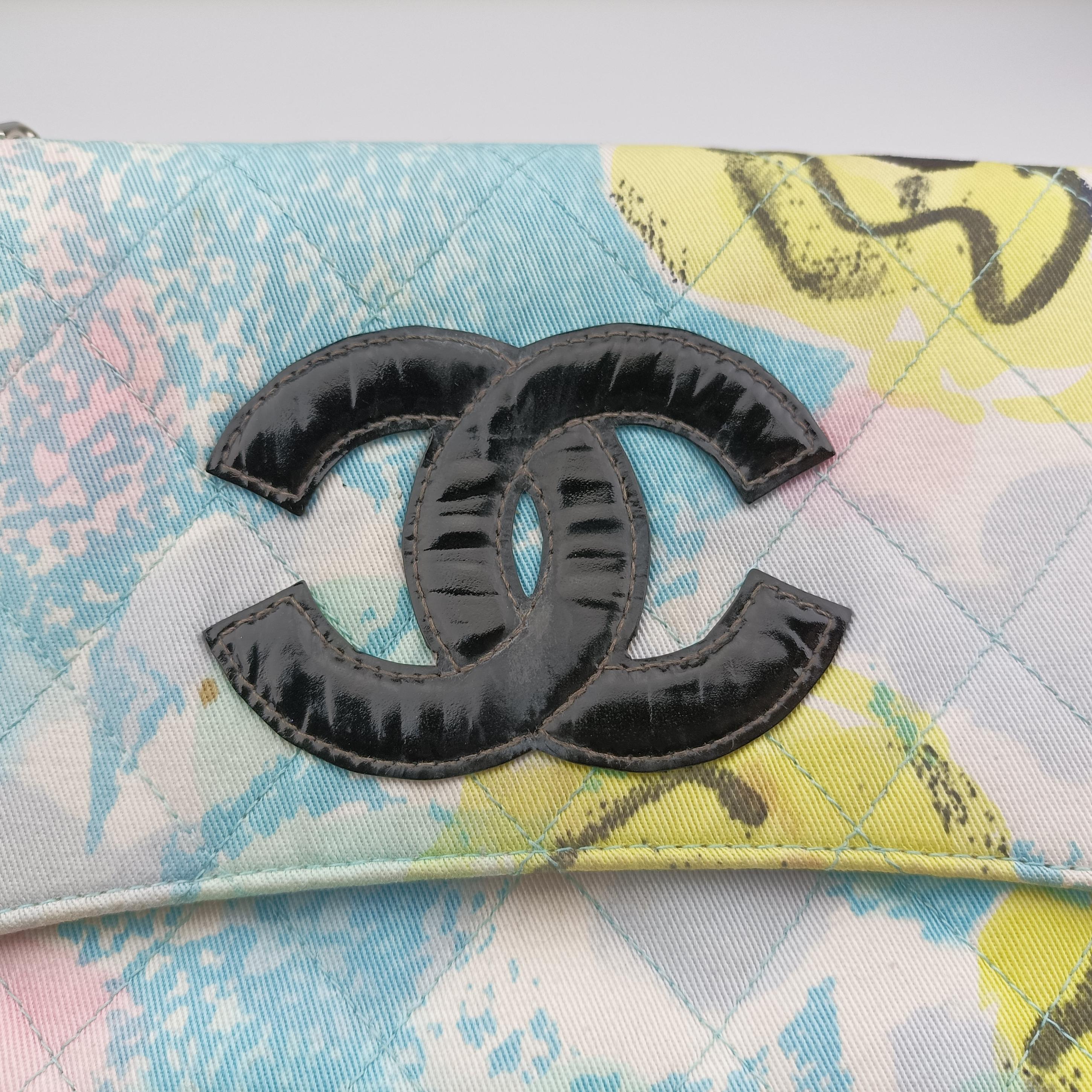 Floral Classic Flap Tote blue×Multicolour Fabric A08702 4842246フローラルクラシックフラップトート ブルー×マルチカラー ファブリック A08702 4842246