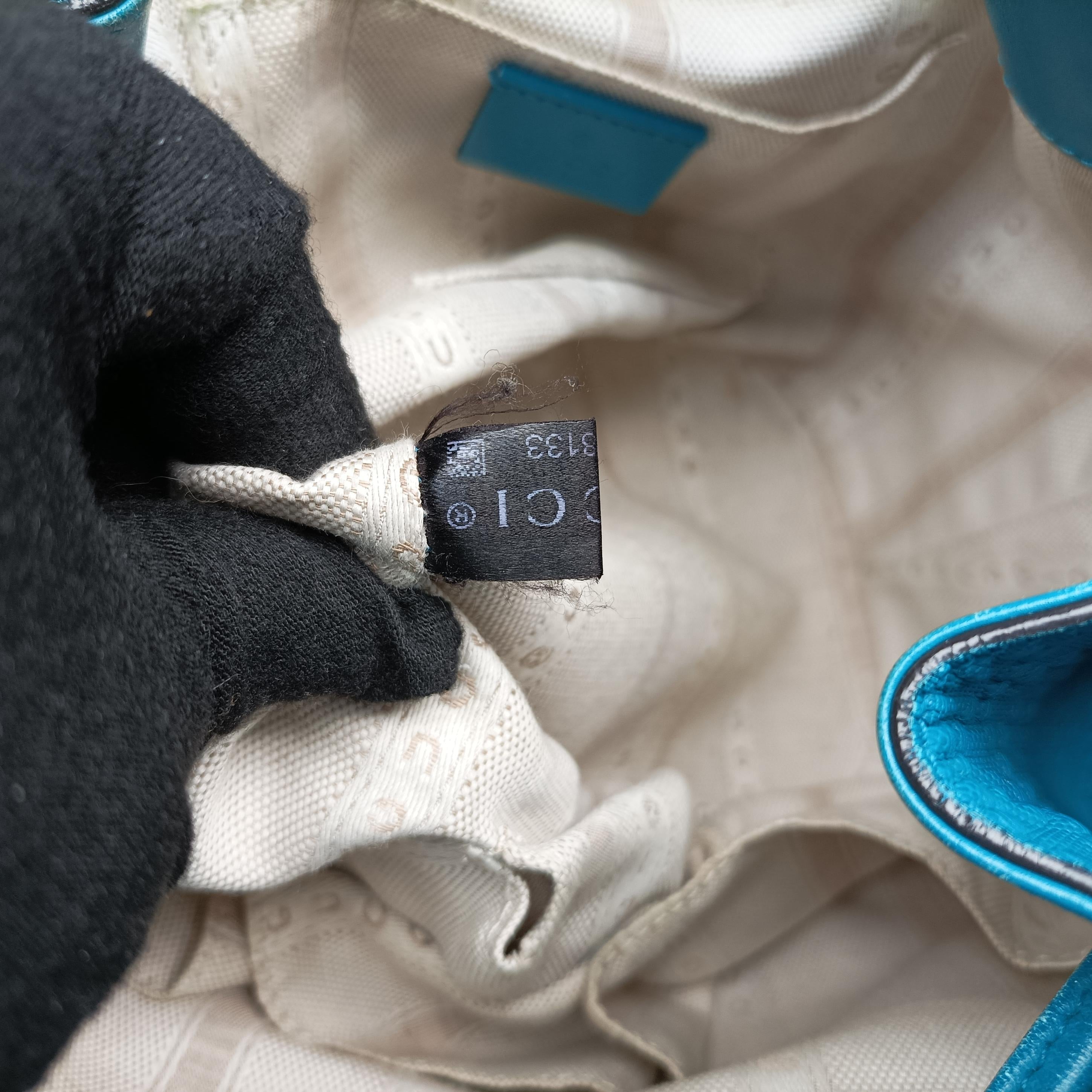 Bright Diamante Bucket Blue Leather 354229 I016928133ブライトディアマンテ バケット ブルー レザー 354229 I016928133