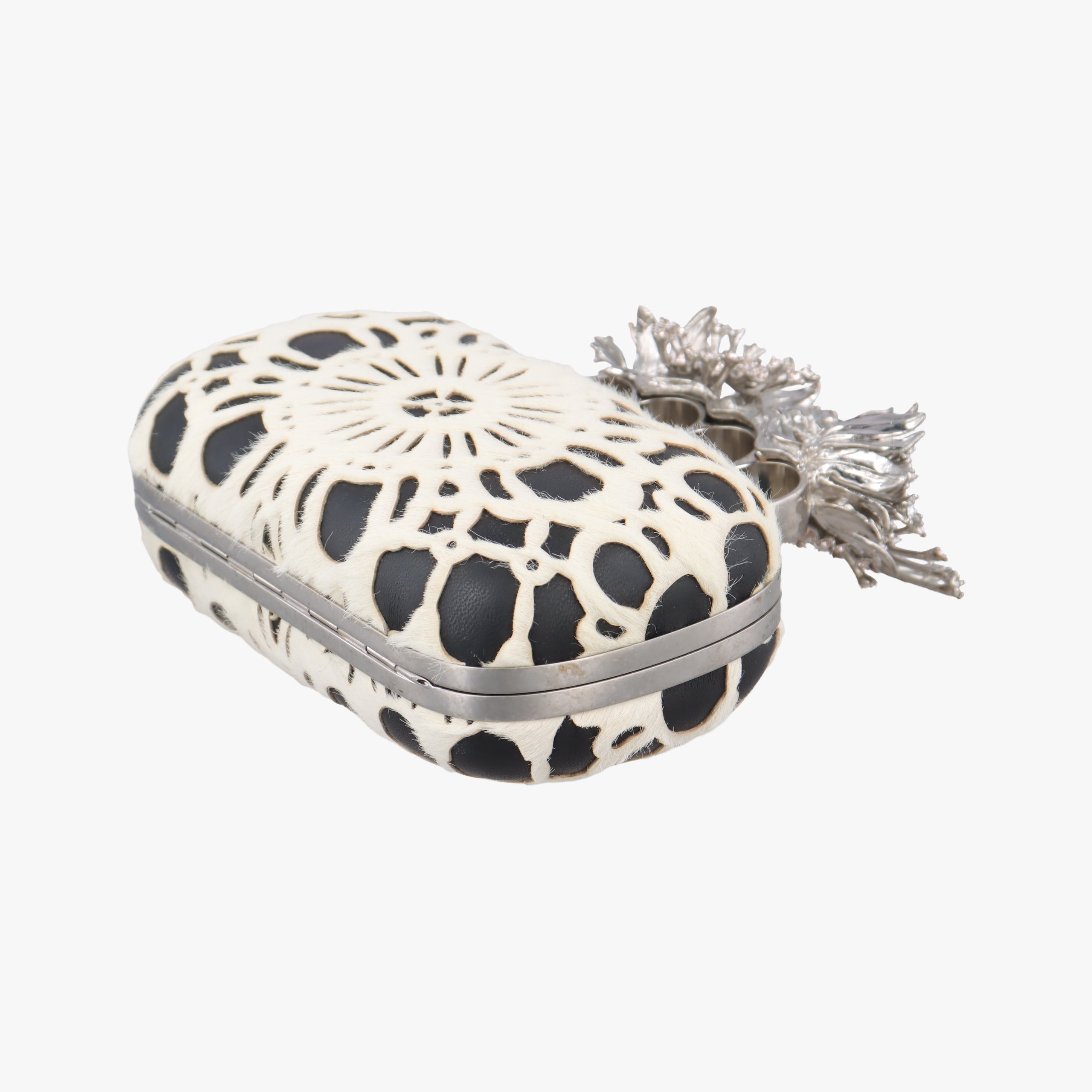 Knuckle Duster Black×white Leather×ponyhair 305048 000926ナックルダスター ブラック×ホワイト レザー×ハラコ 305048 000926